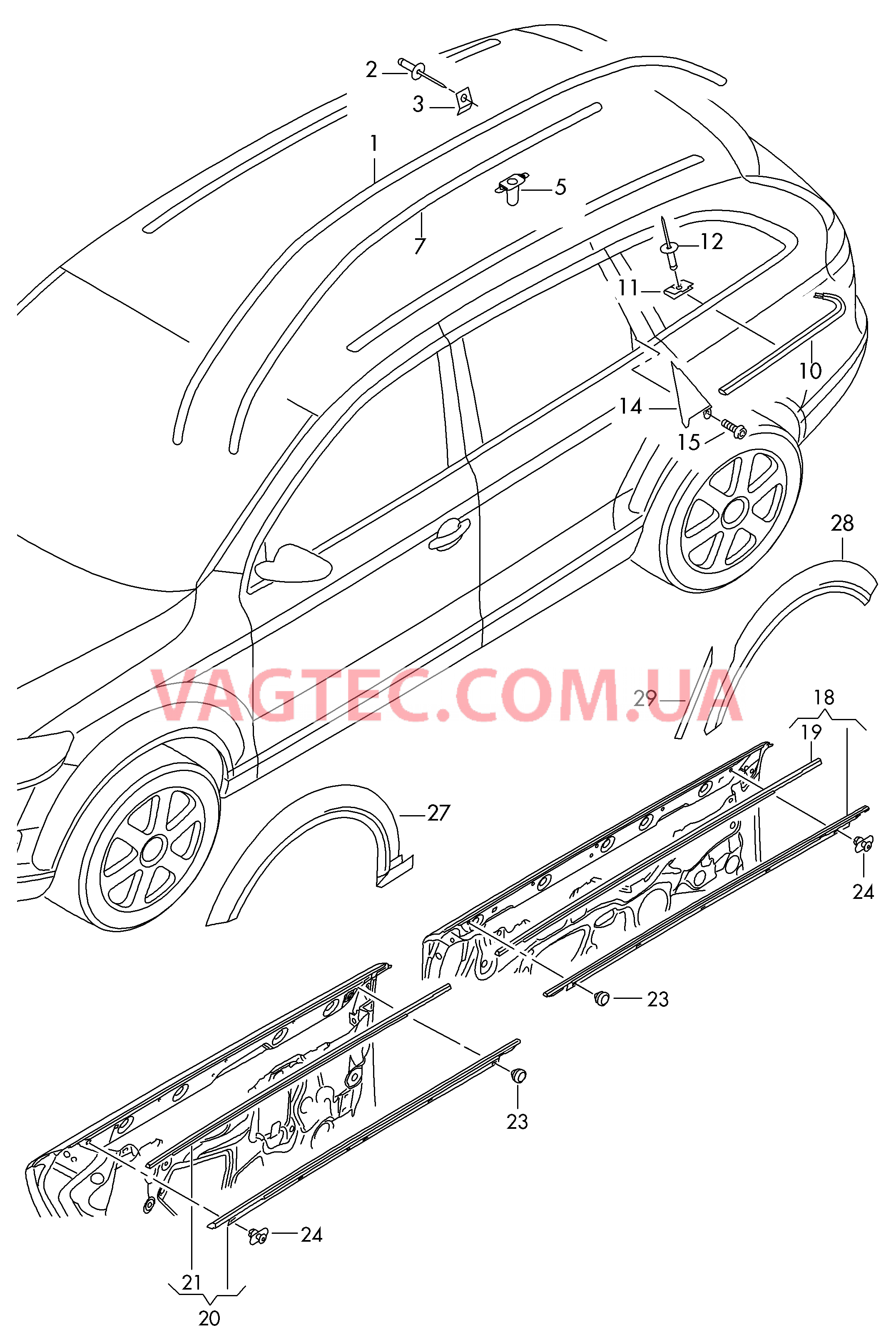 Декоративные накладки Накл. для нар. конт.кол. арки Накладка для двери  для AUDI A6AR 2007