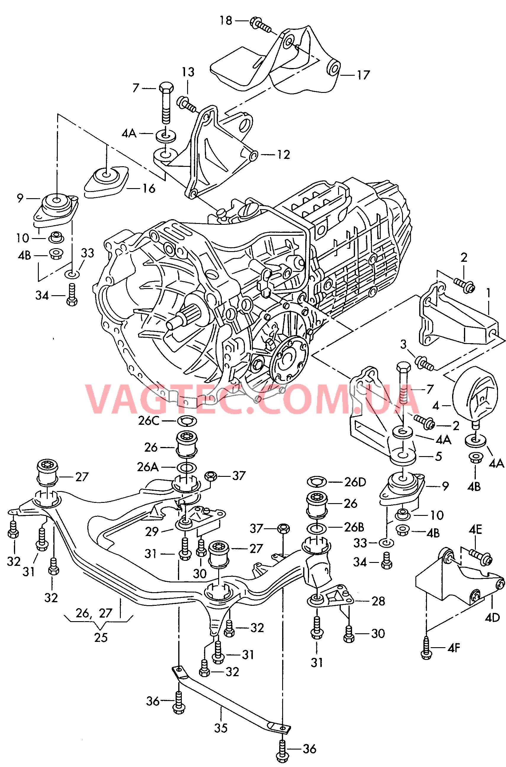 Детали крепежные для КП для 6-ступен. механической КП  для AUDI RS4 2002