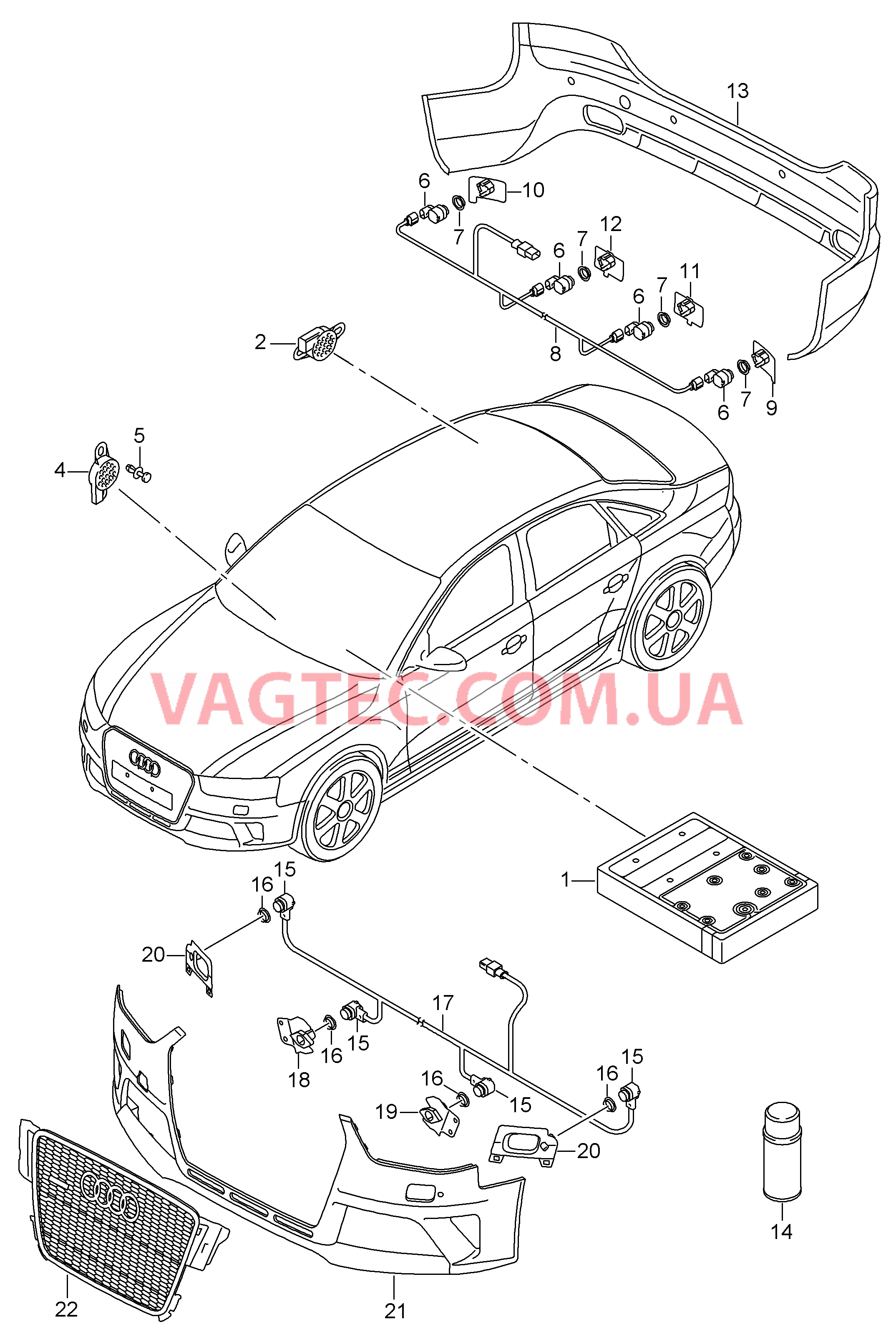 Парковочный ассистент  для AUDI RS4 2013