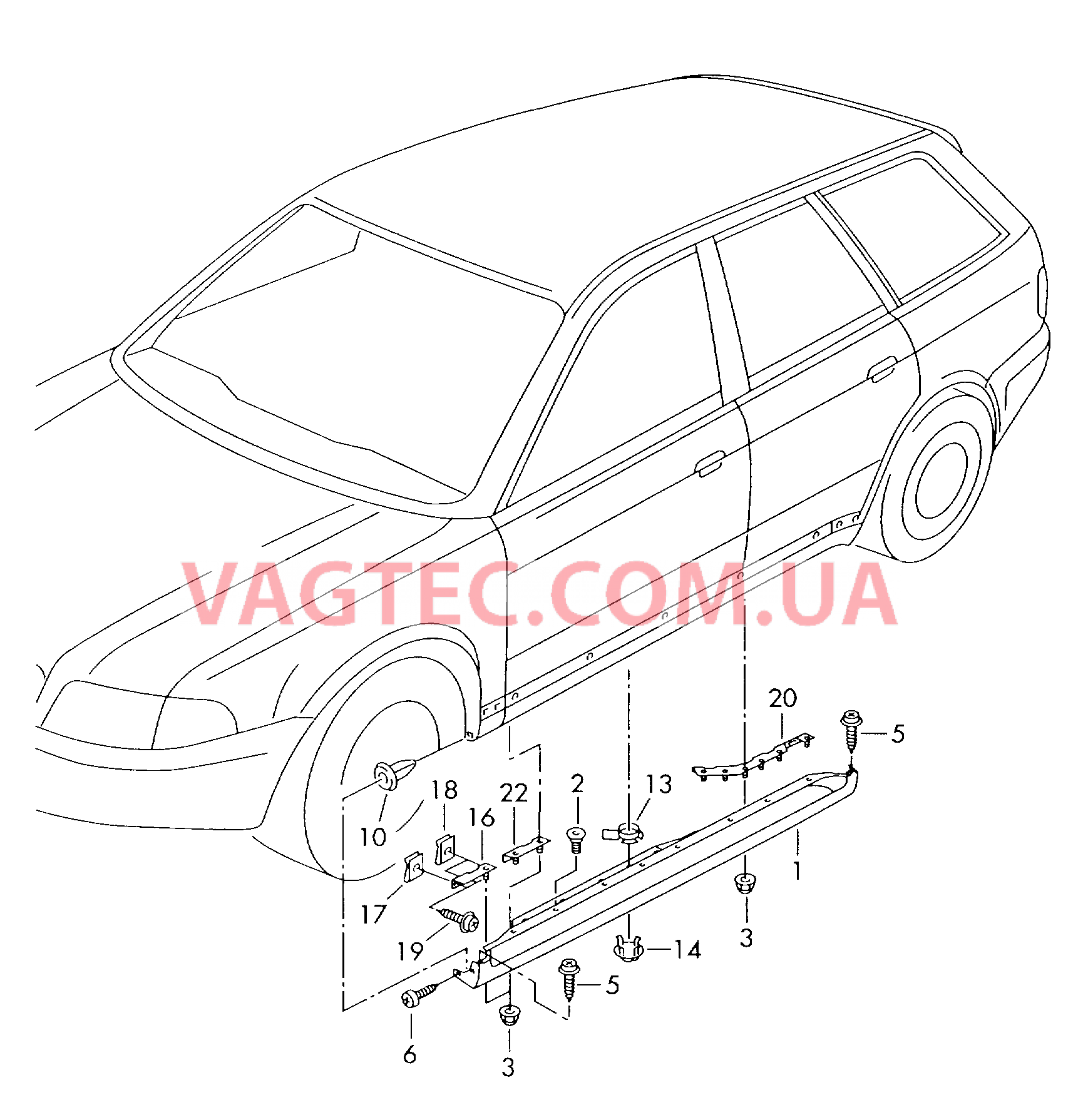 Облицовка порога  для AUDI RS4 2000