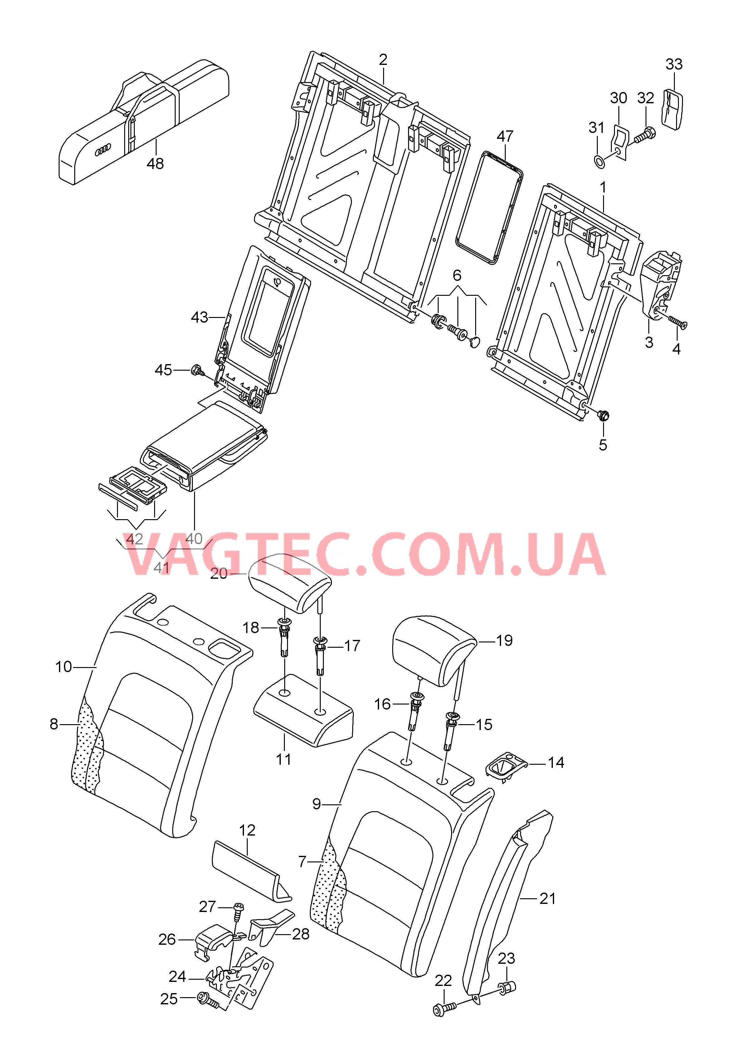 Спинка, раздельная  для AUDI RS4 2015