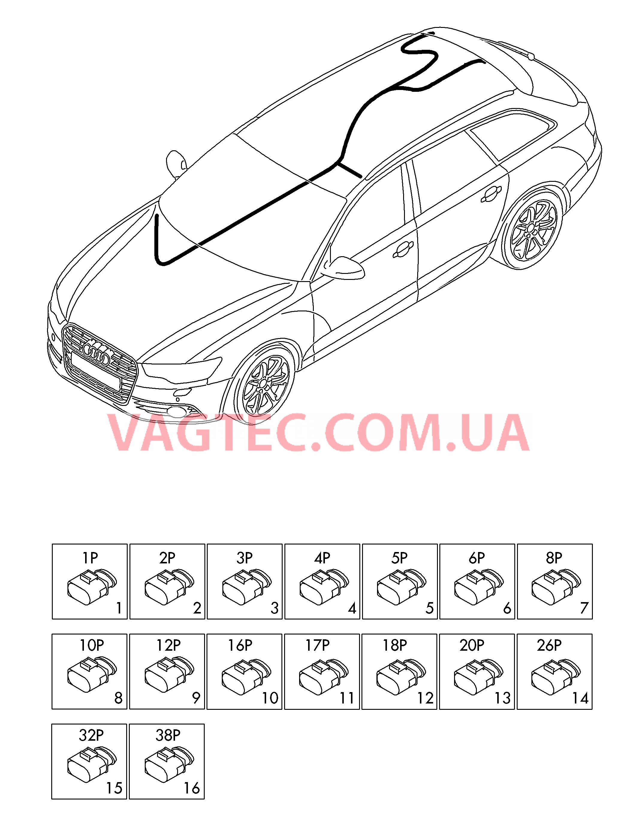 Детали не в сборе Жгут проводов для салона                       Область:  для AUDI RS6 2013