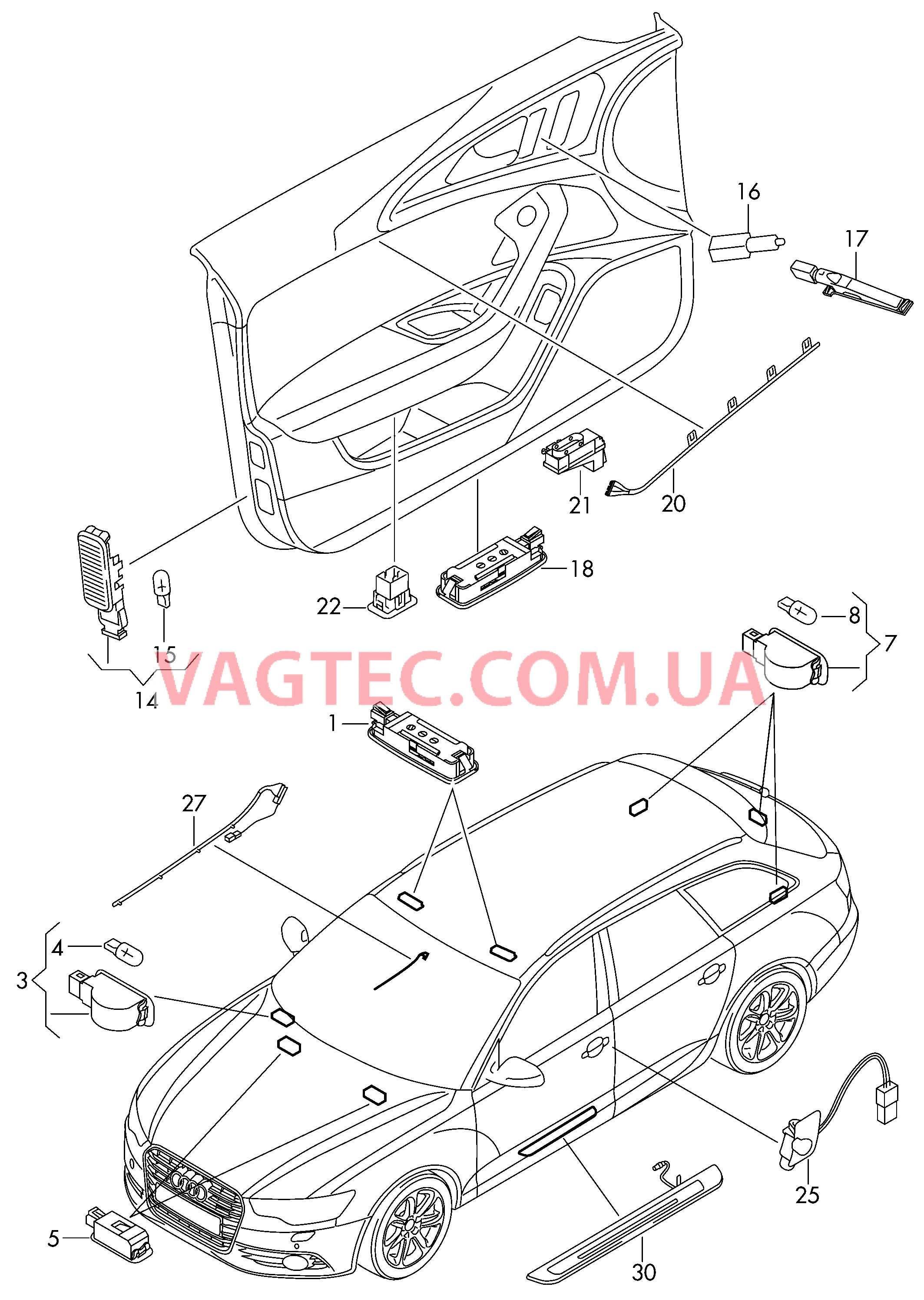 Освещение в салоне  для AUDI RS6 2018