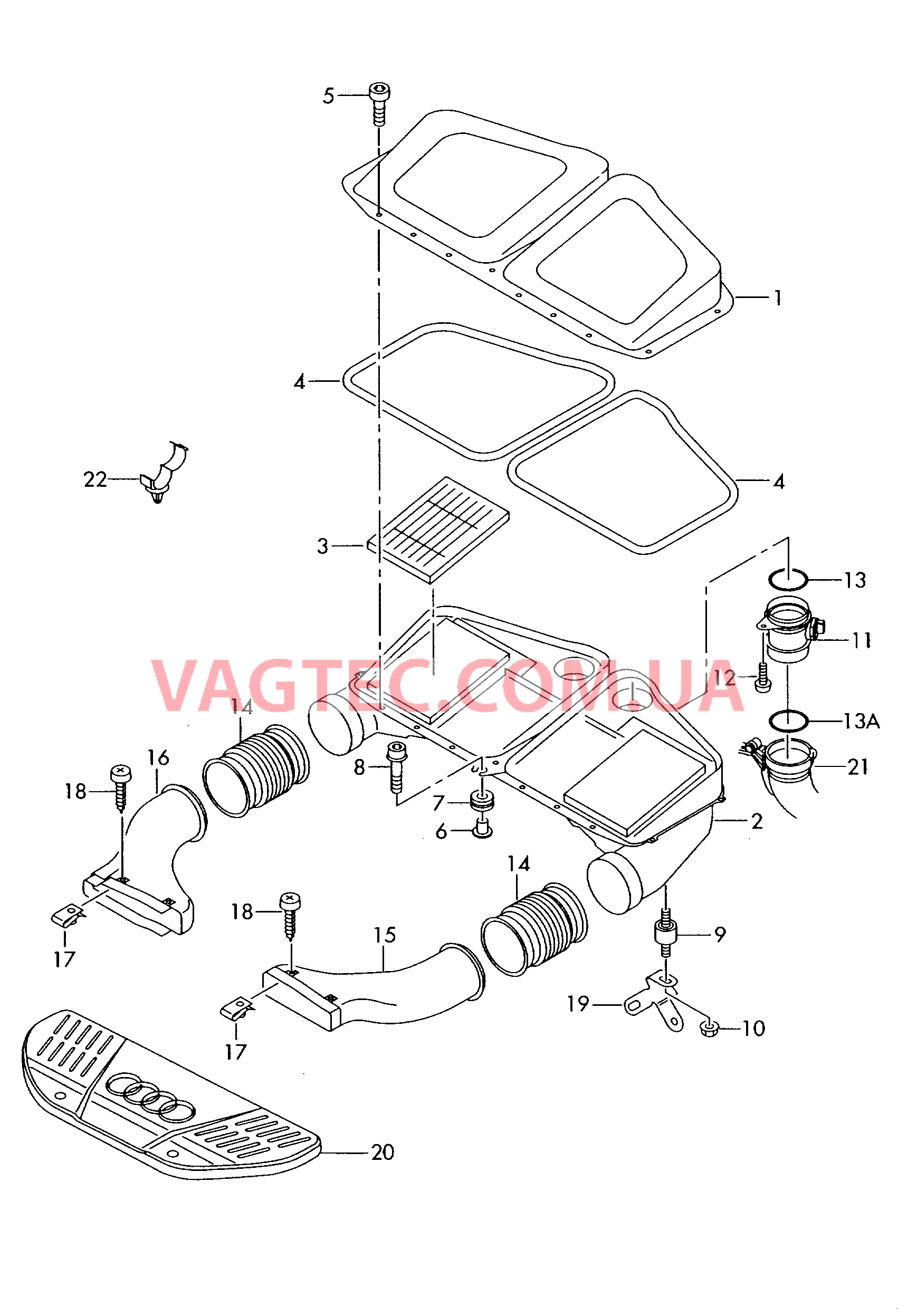 Возд. фильтр с сопутств. деталями  для AUDI RS6 2004