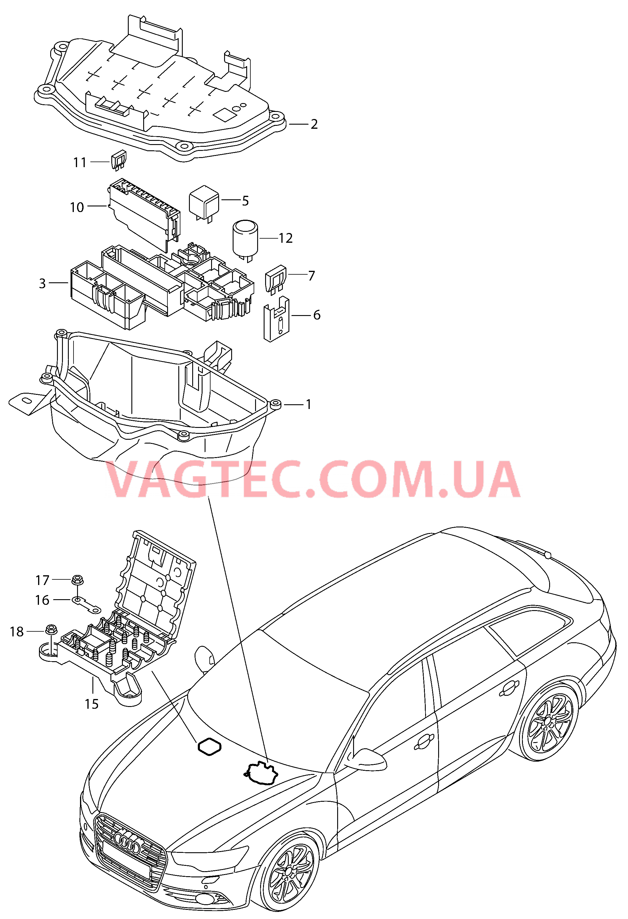 Колодка реле и реле Pаспределитель потенциала   D -    MJ 2015>> для AUDI RS6 2018