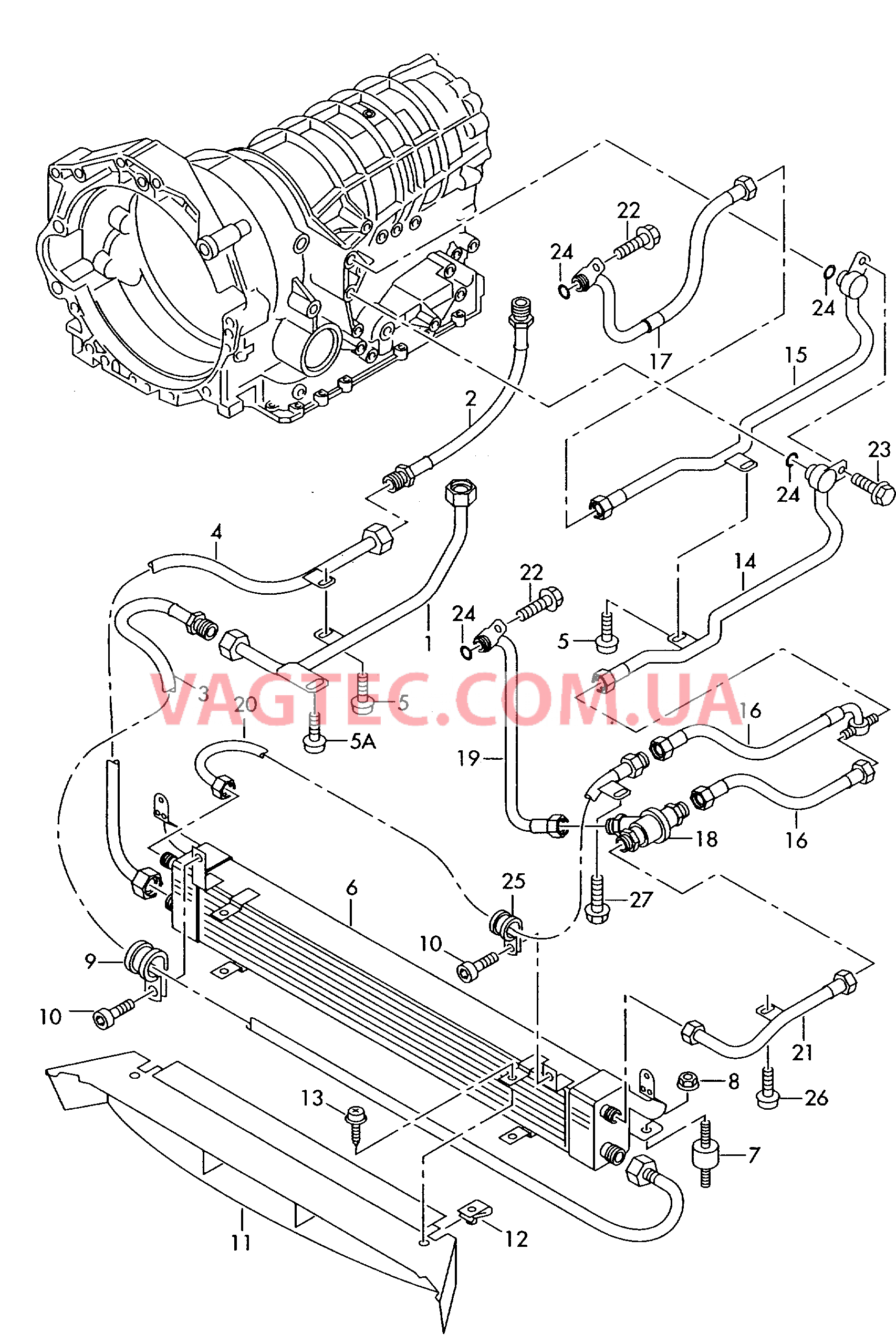 Напорный маслопровод для охлаждения масла коробки передач  Масл. напорная магистраль для охлаждения моторного масла F             >> 4B-3-900 750* для AUDI RS6 2003