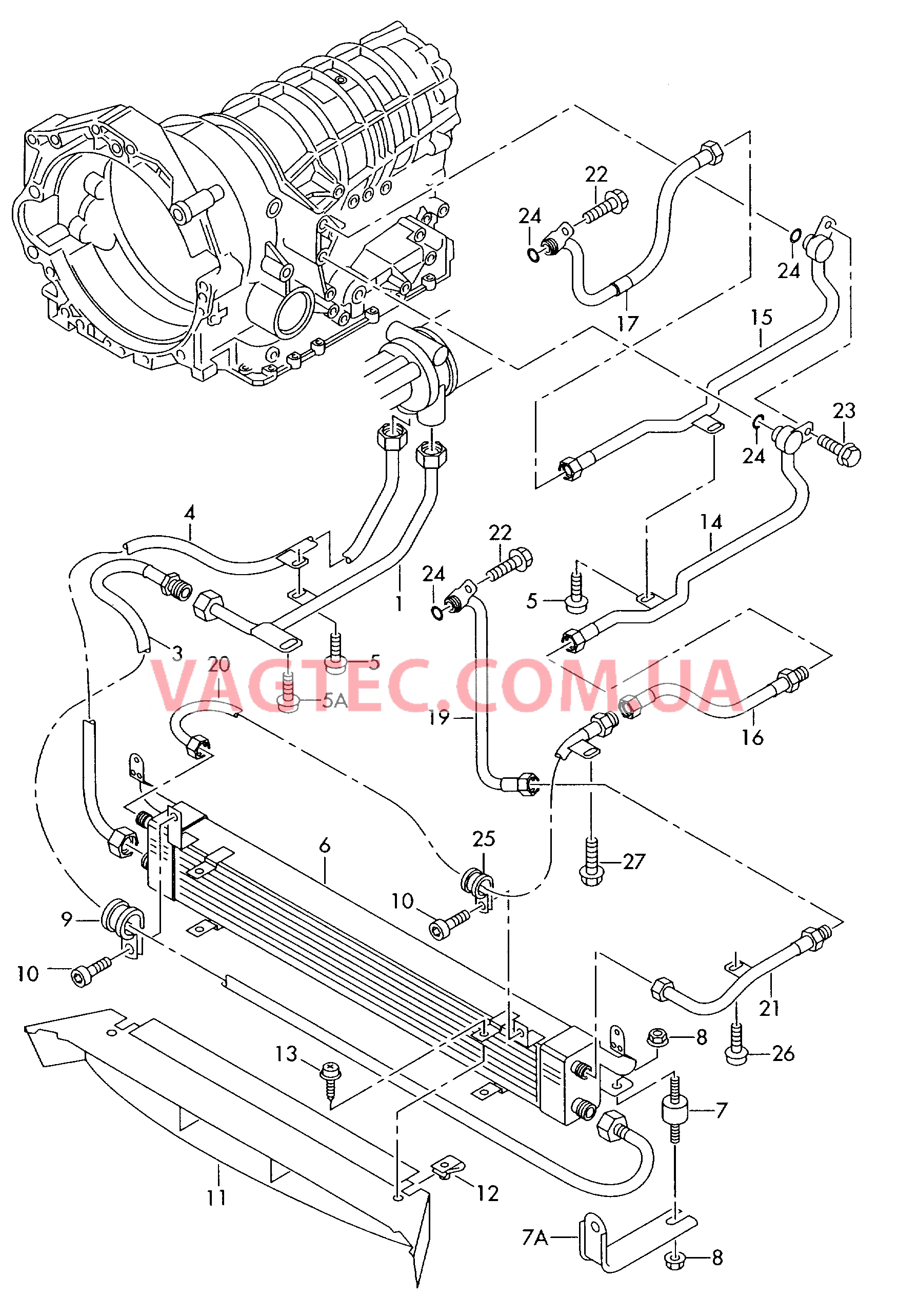 Напорный маслопровод для охлаждения масла коробки передач  Масл. напорная магистраль для охлаждения моторного масла F 4B-3-900 751>>* для AUDI RS6 2003