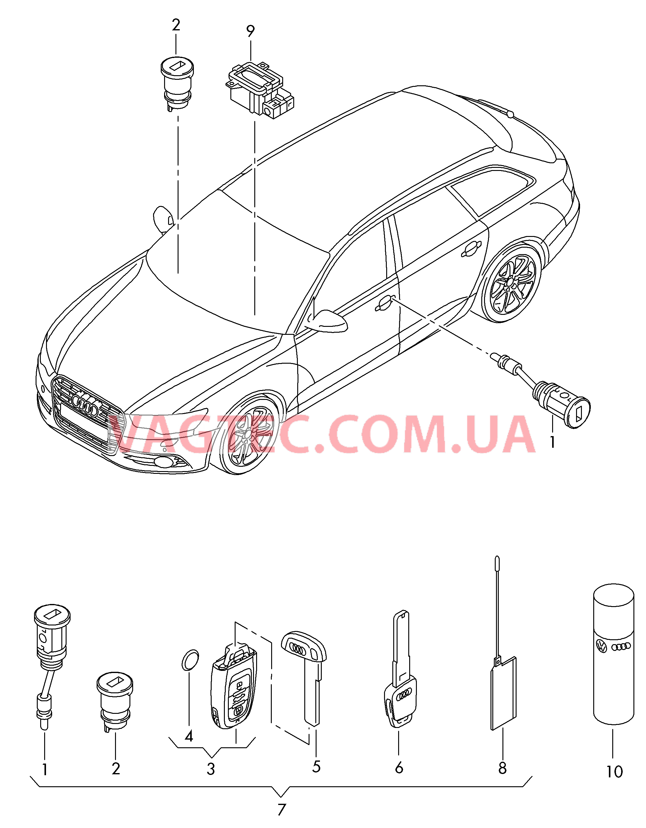 Личинка замка Ключ  для AUDI RS6 2015