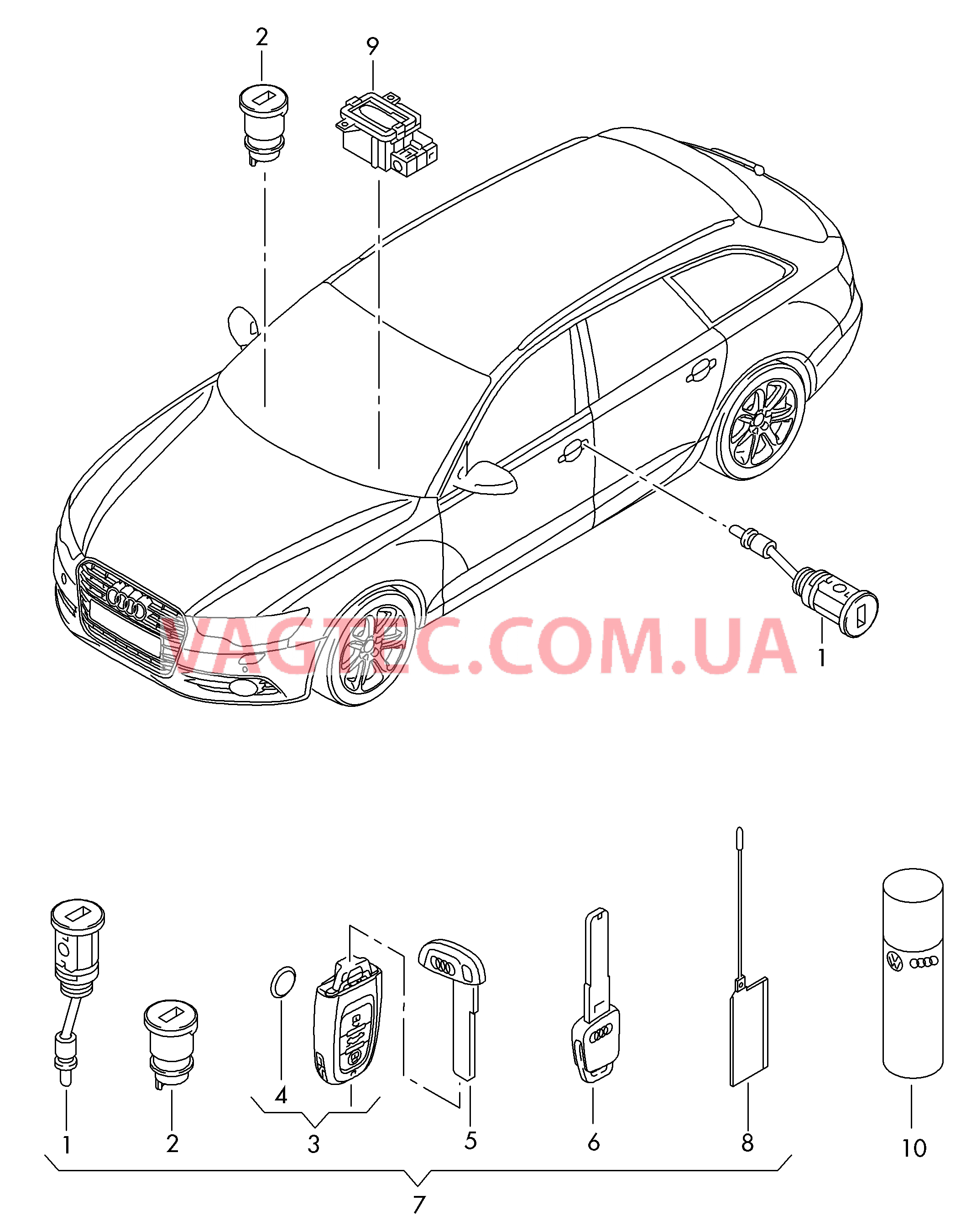 Личинка замка Ключ  для AUDI A6AR 2015