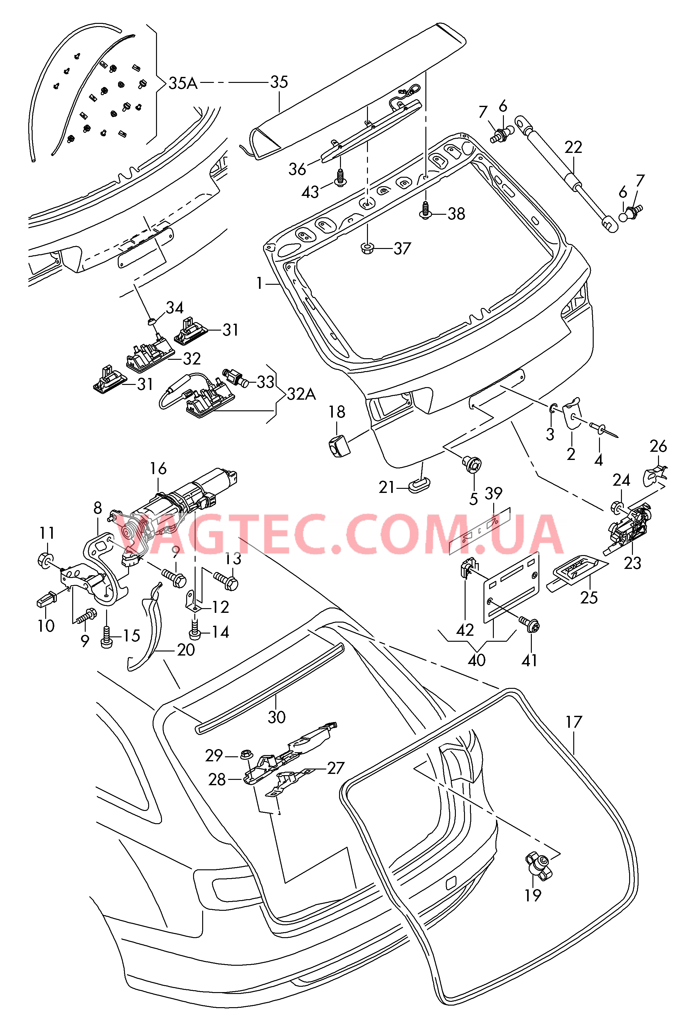 Крышка багажного отсека  для AUDI RS6 2016