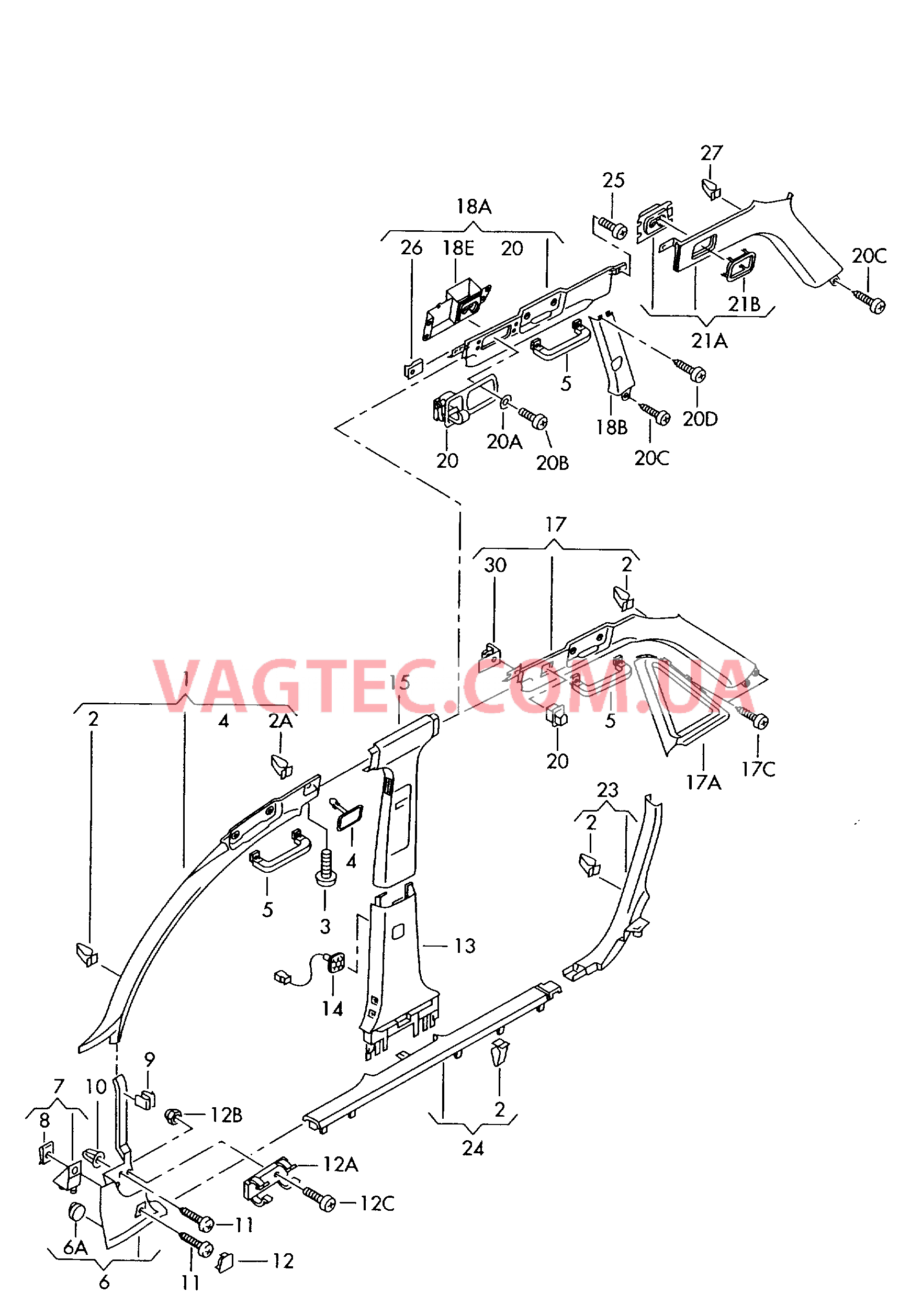 Облицовка стойки Облицовка порога   F 4B-3-045 001>>* F 4B-3-060 001>>* для AUDI A6Q 2003