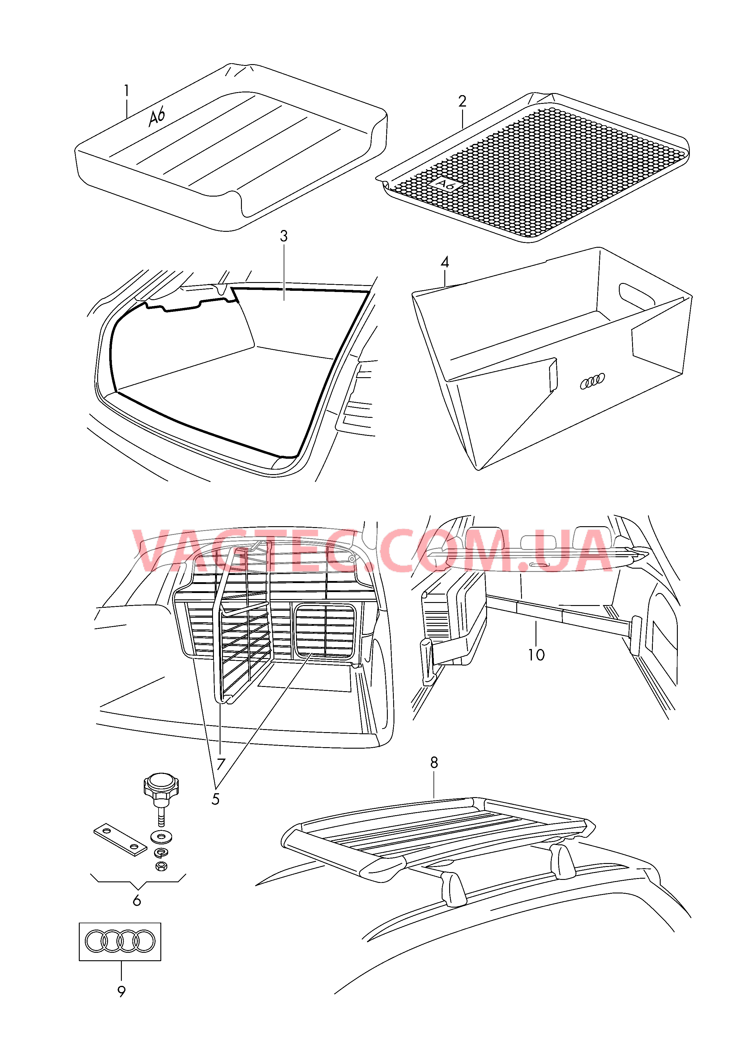 Оригинальные аксессуары для багажного отсека Крепление груза  для AUDI RS6 2018