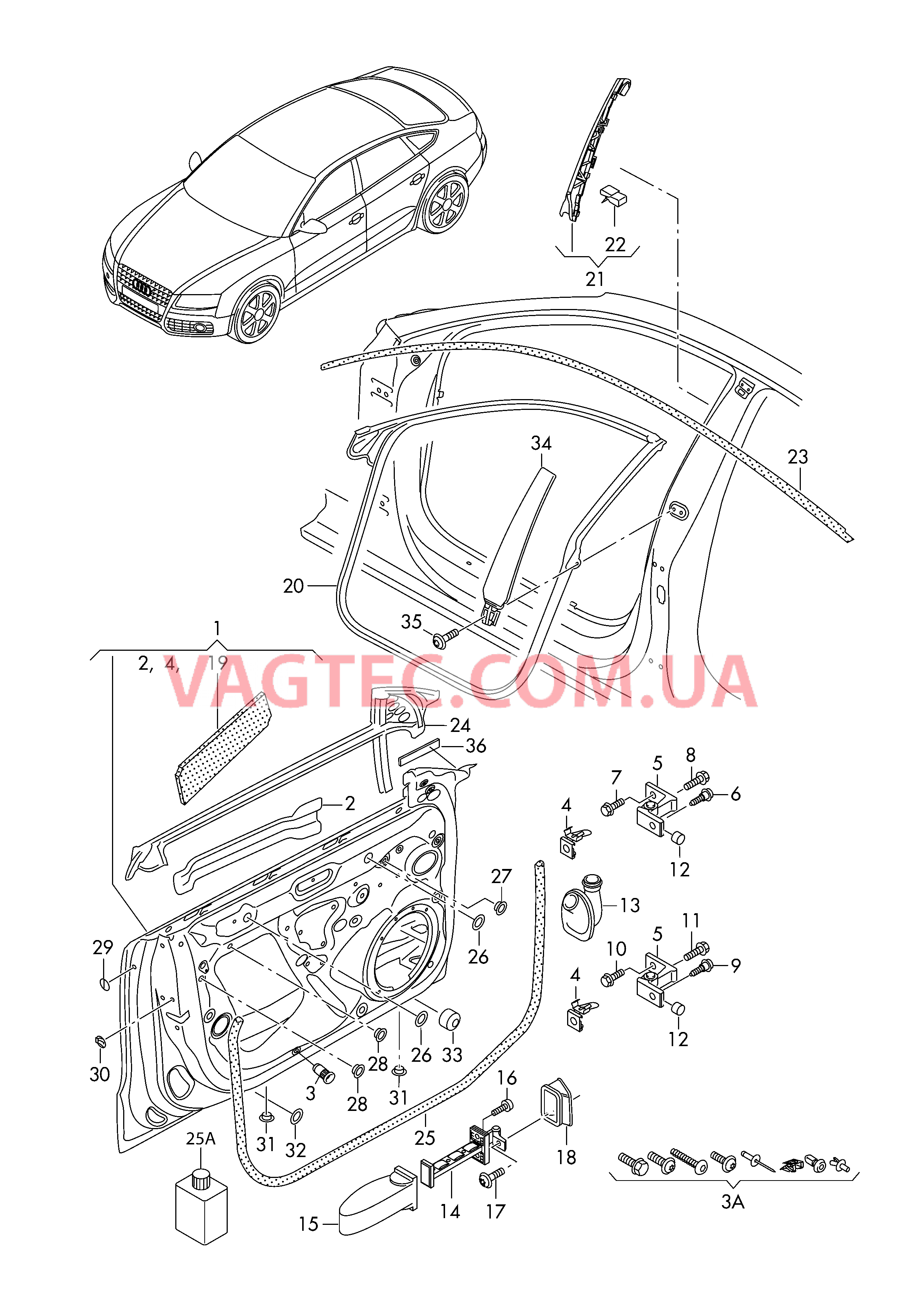 Двери Уплотнитель двери  для AUDI A5 2009