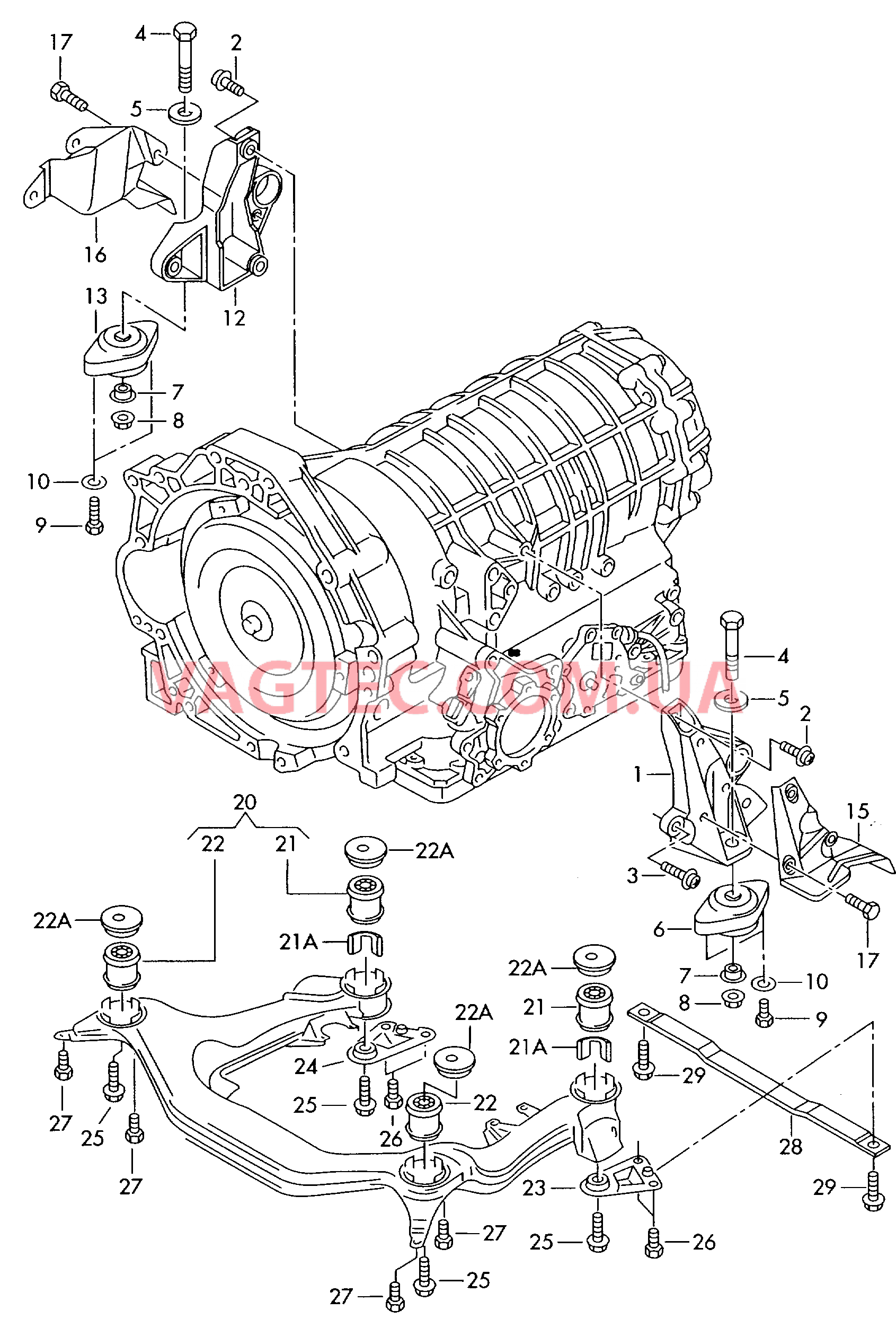 Подрамник Детали крепежные для КП  для AUDI A6AR 2002