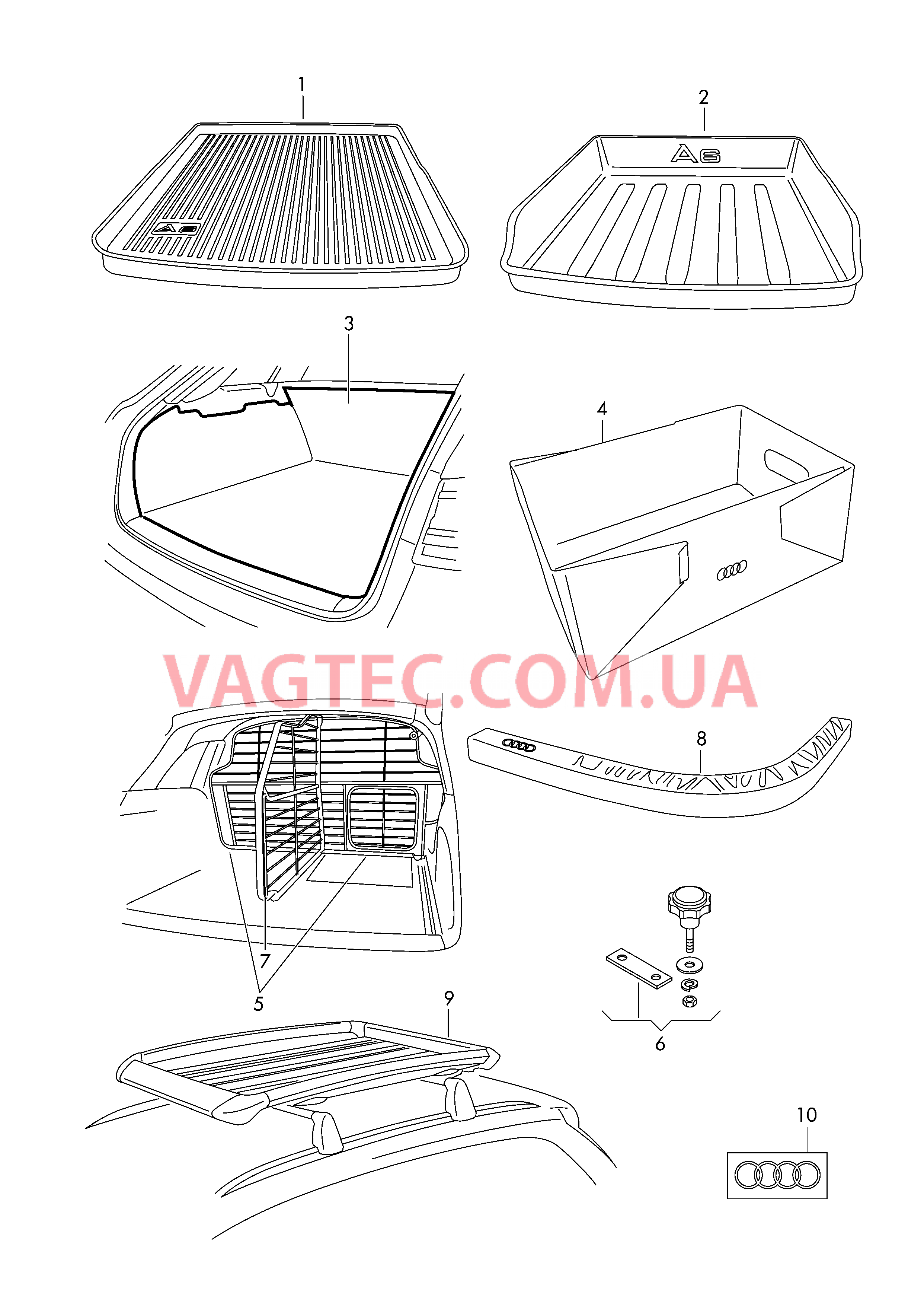 Оригинальные аксессуары для багажного отсека Крепление груза  для AUDI A6AR 2018