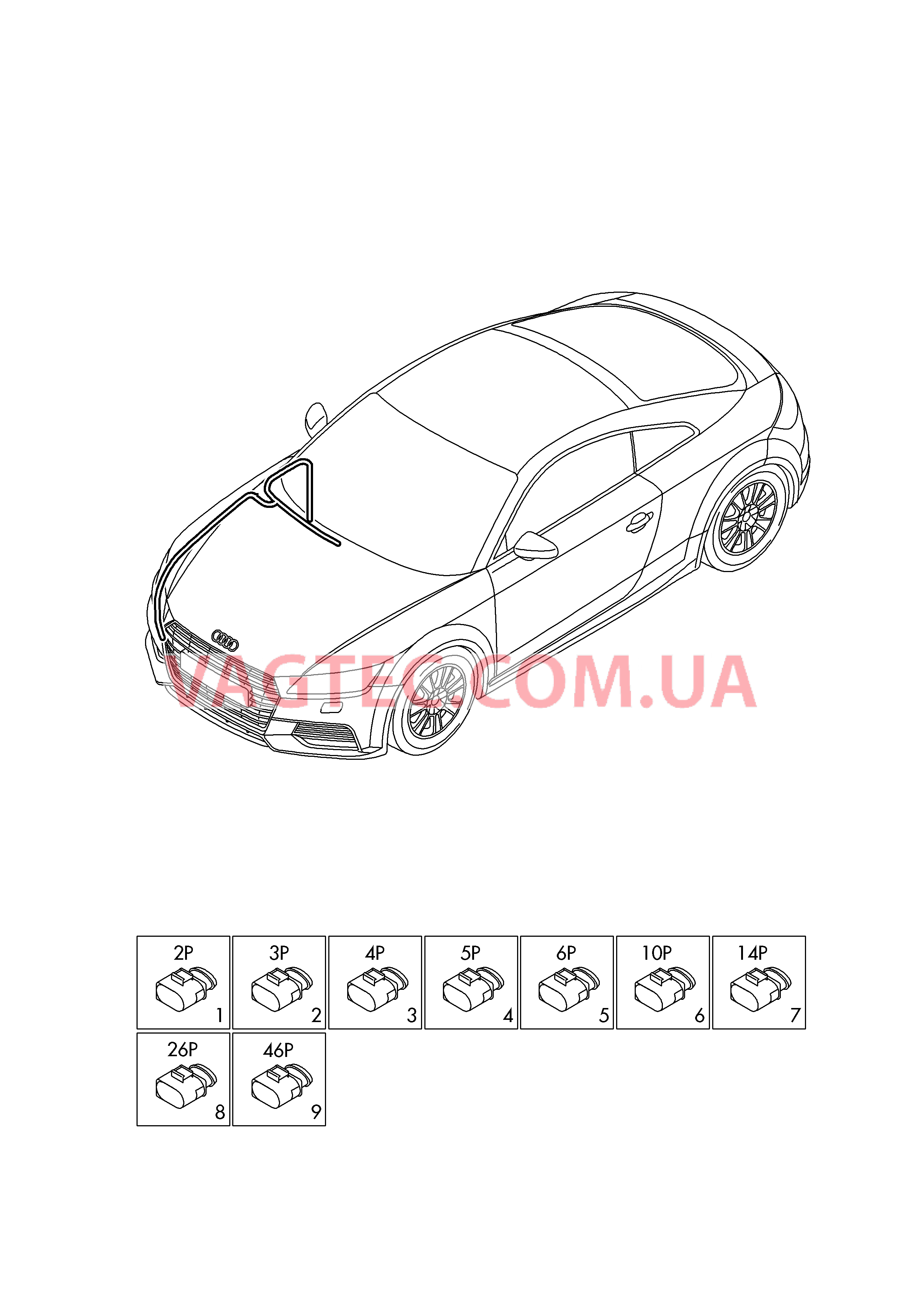 Детали не в сборе Жгут проводов для моторн. отс.                       Область:  для AUDI TT 2016