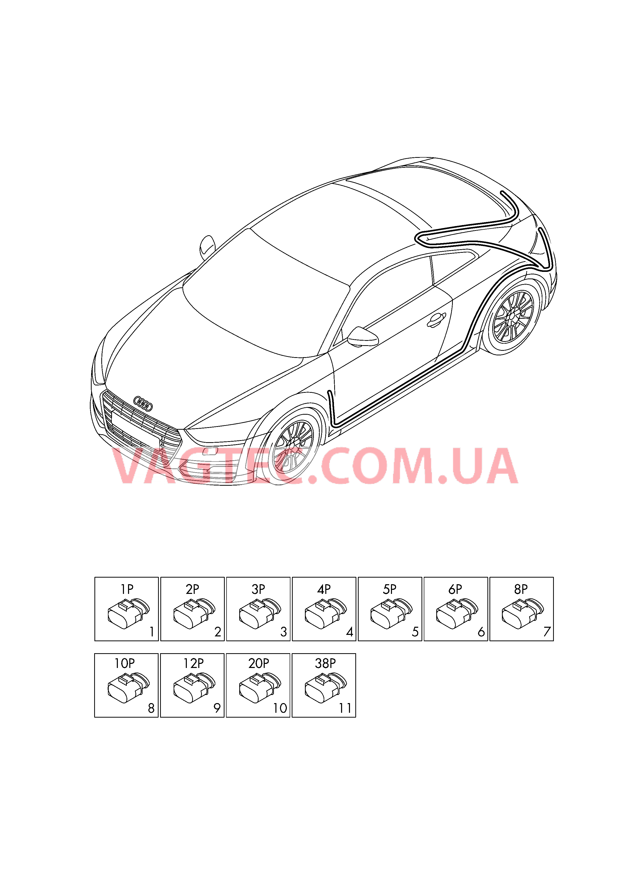 Детали не в сборе Жгут проводов для салона                       Область:  для AUDI TT 2017