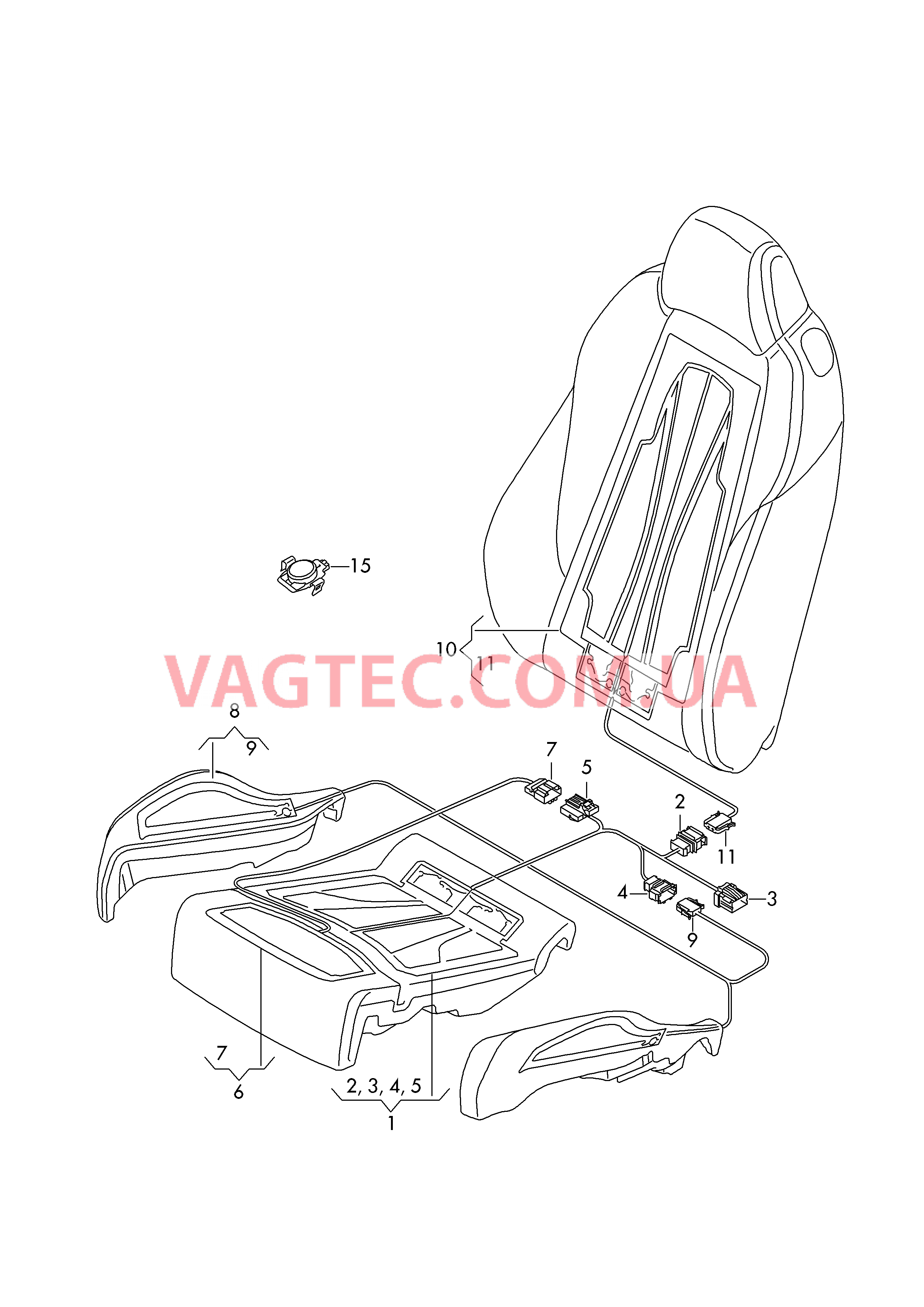 Нагревательный элемент спинки и подушки сиденья  Вставка распознавания занятости сиденья  для AUDI TT 2016