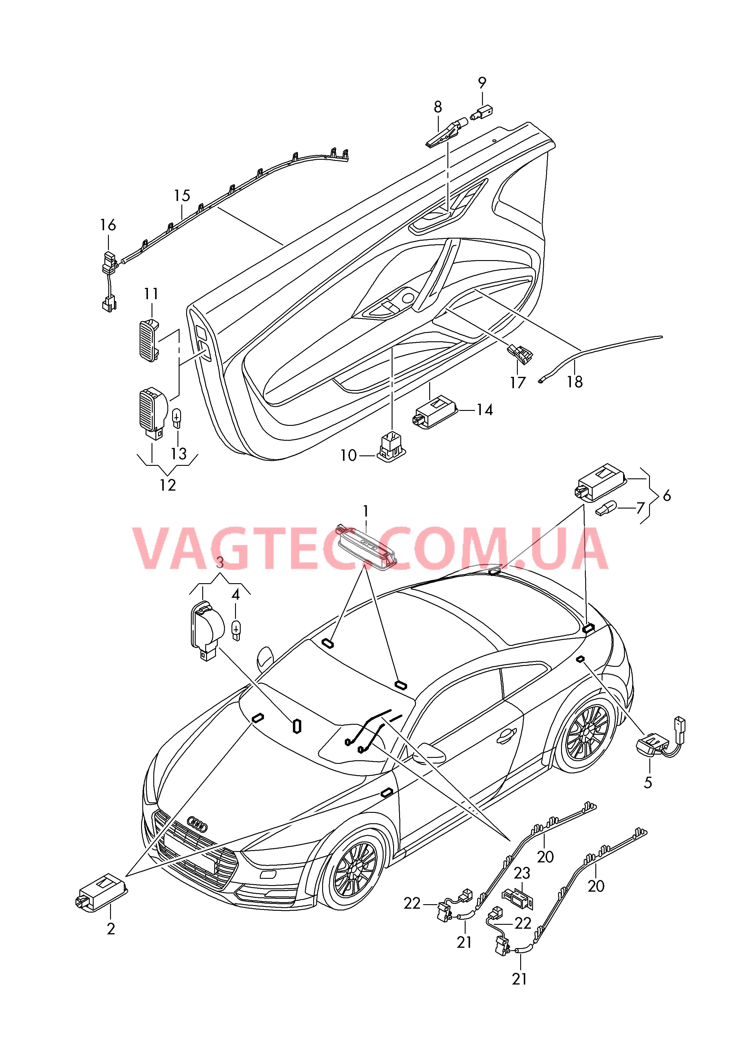 Освещение в салоне  для AUDI TT 2017