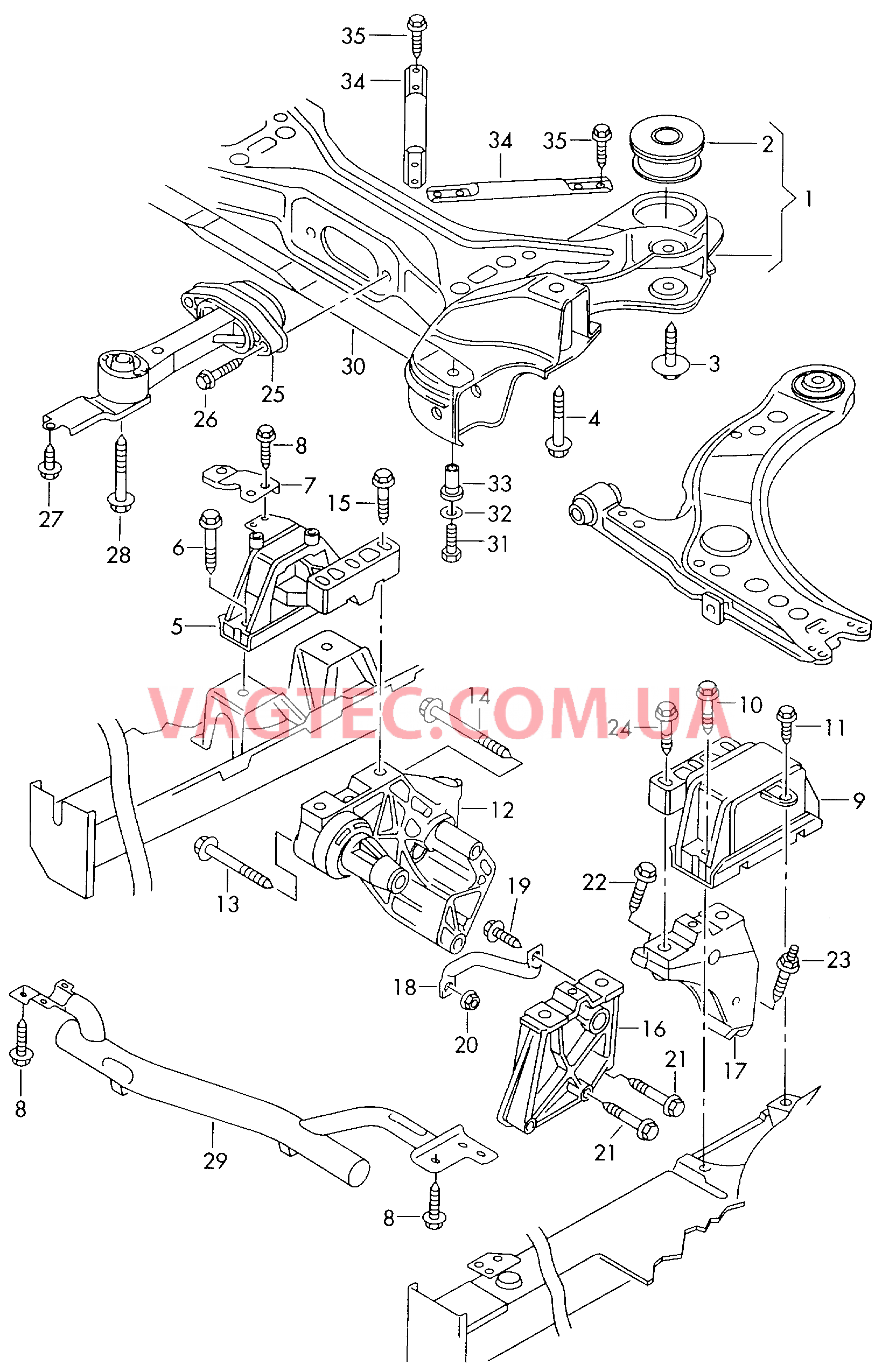 Детали крепления для двигателя и КП  для VOLKSWAGEN Beetle 2001