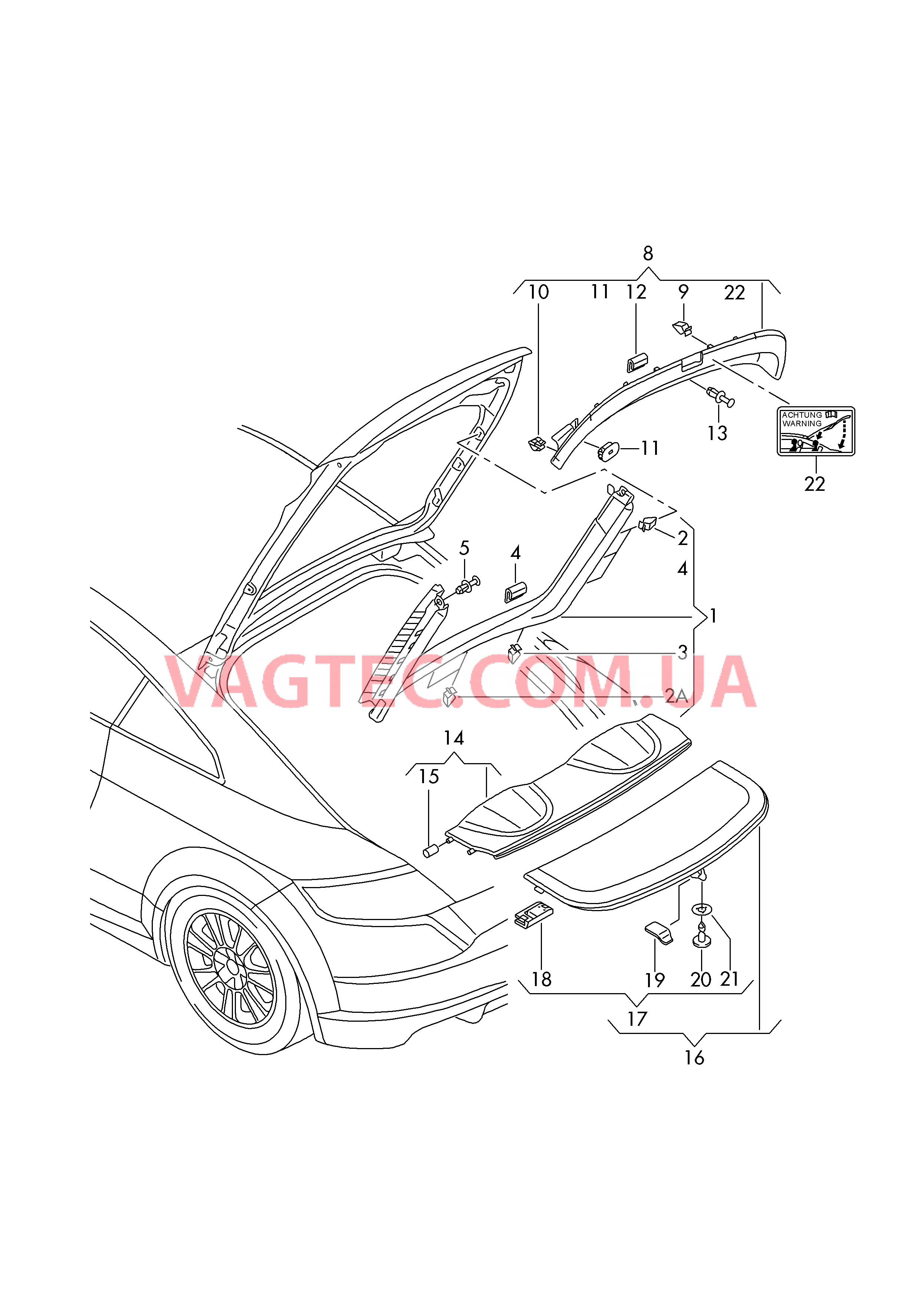 Облицовка крышки багаж. отсека Крышка обшивки багажника  для AUDI TT 2017