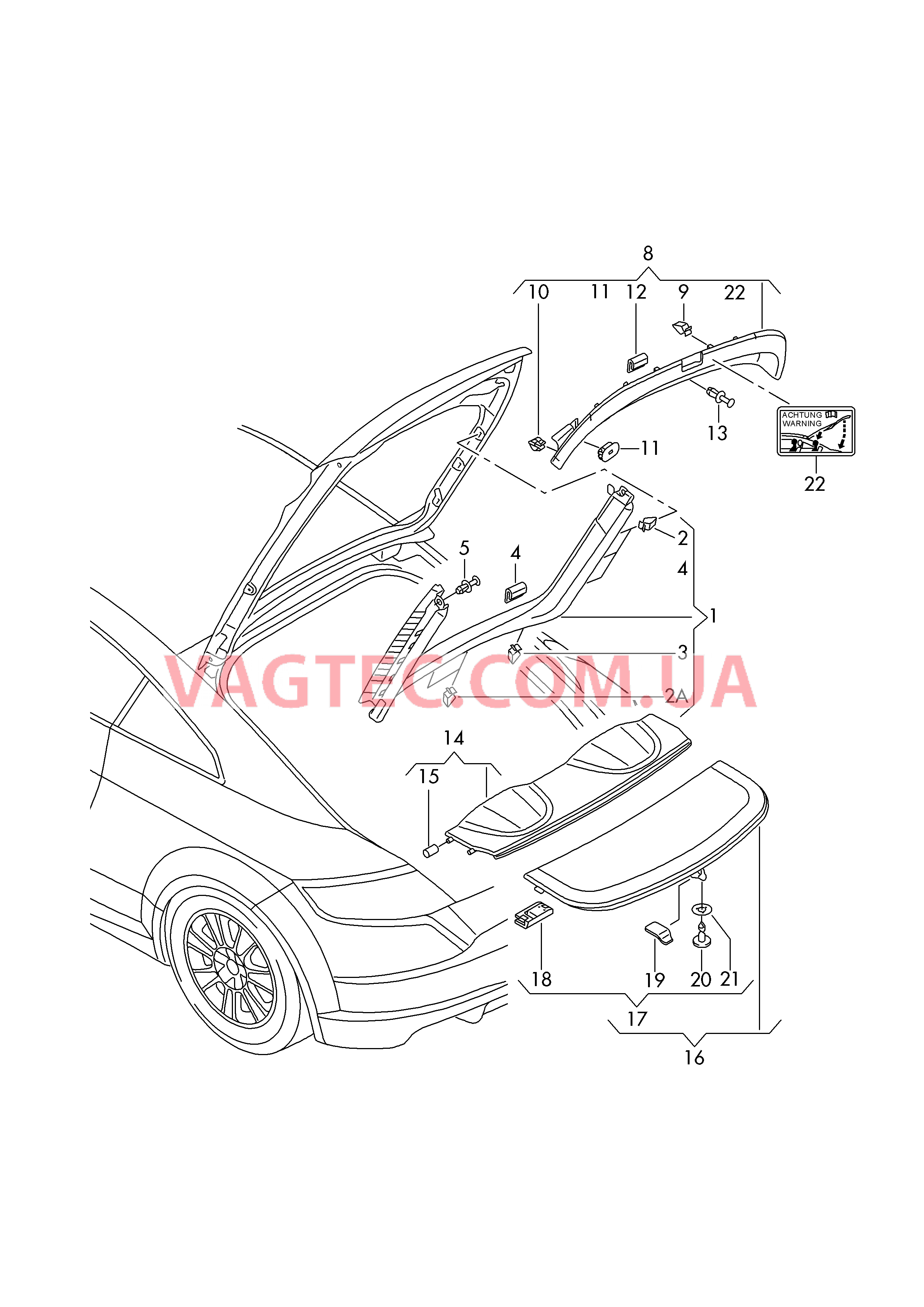 Облицовка крышки багаж. отсека Крышка обшивки багажника  для AUDI TT 2015