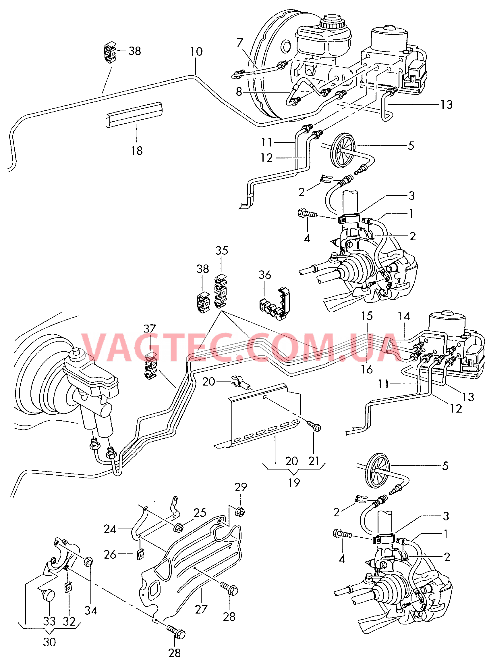 Тормозная трубка Тормозной шланг для а/м с дополнительно установленной эл. системой поддерж. курс. устойчив. ESР  для AUDI TT 2000