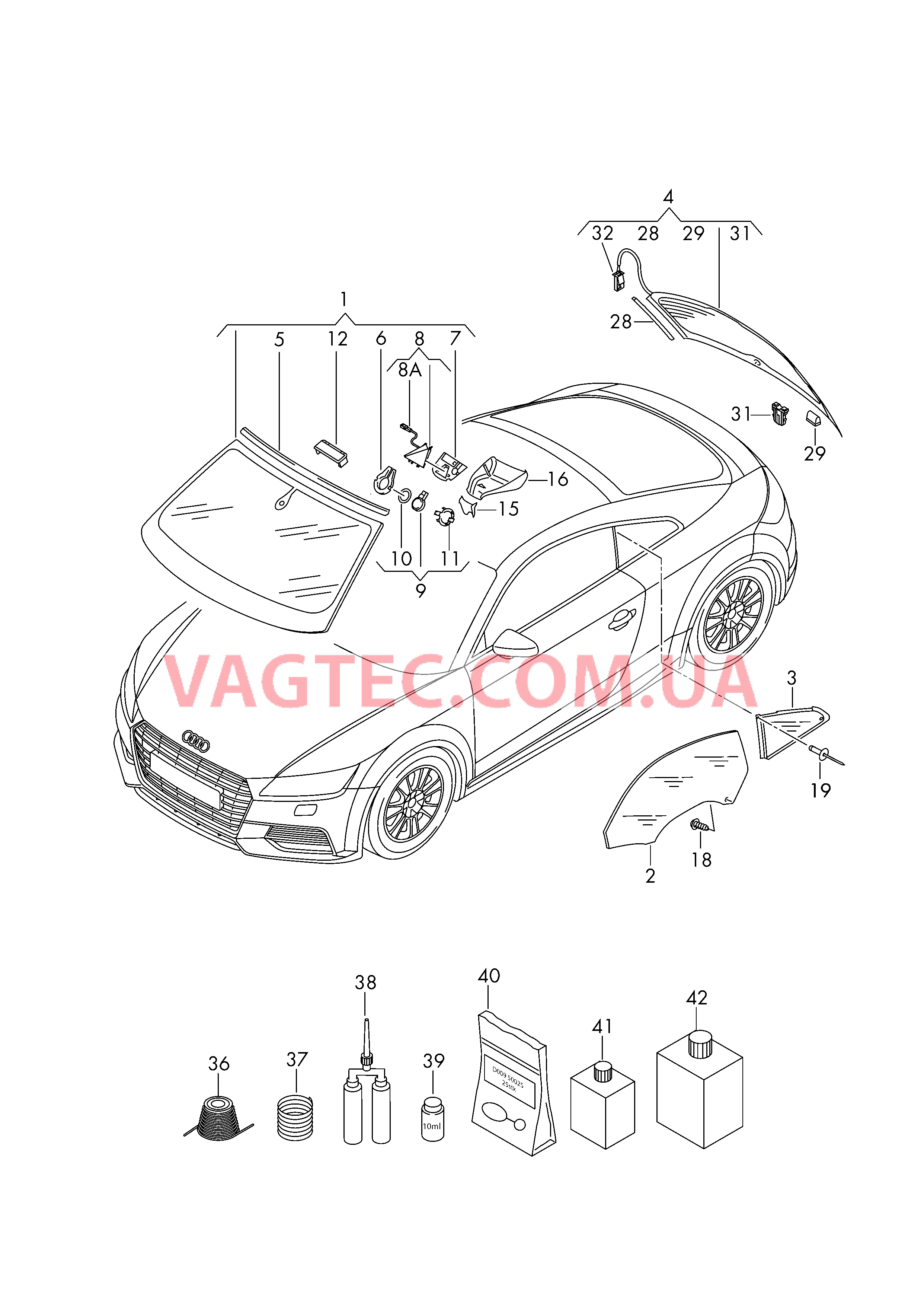 Стёкла  для AUDI TT 2017