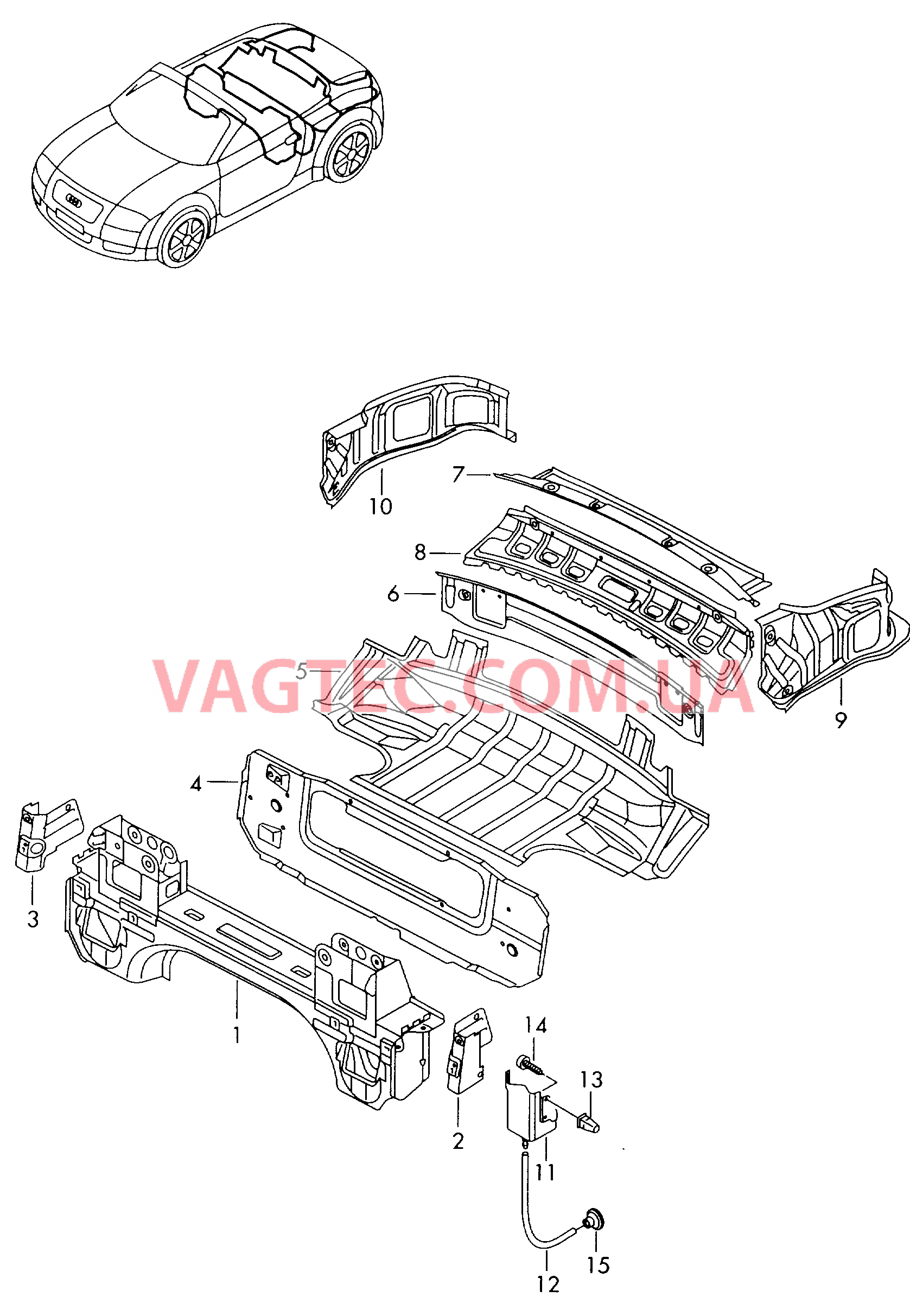 Короб складной крыши Cтенка задняя  для AUDI TT 2000