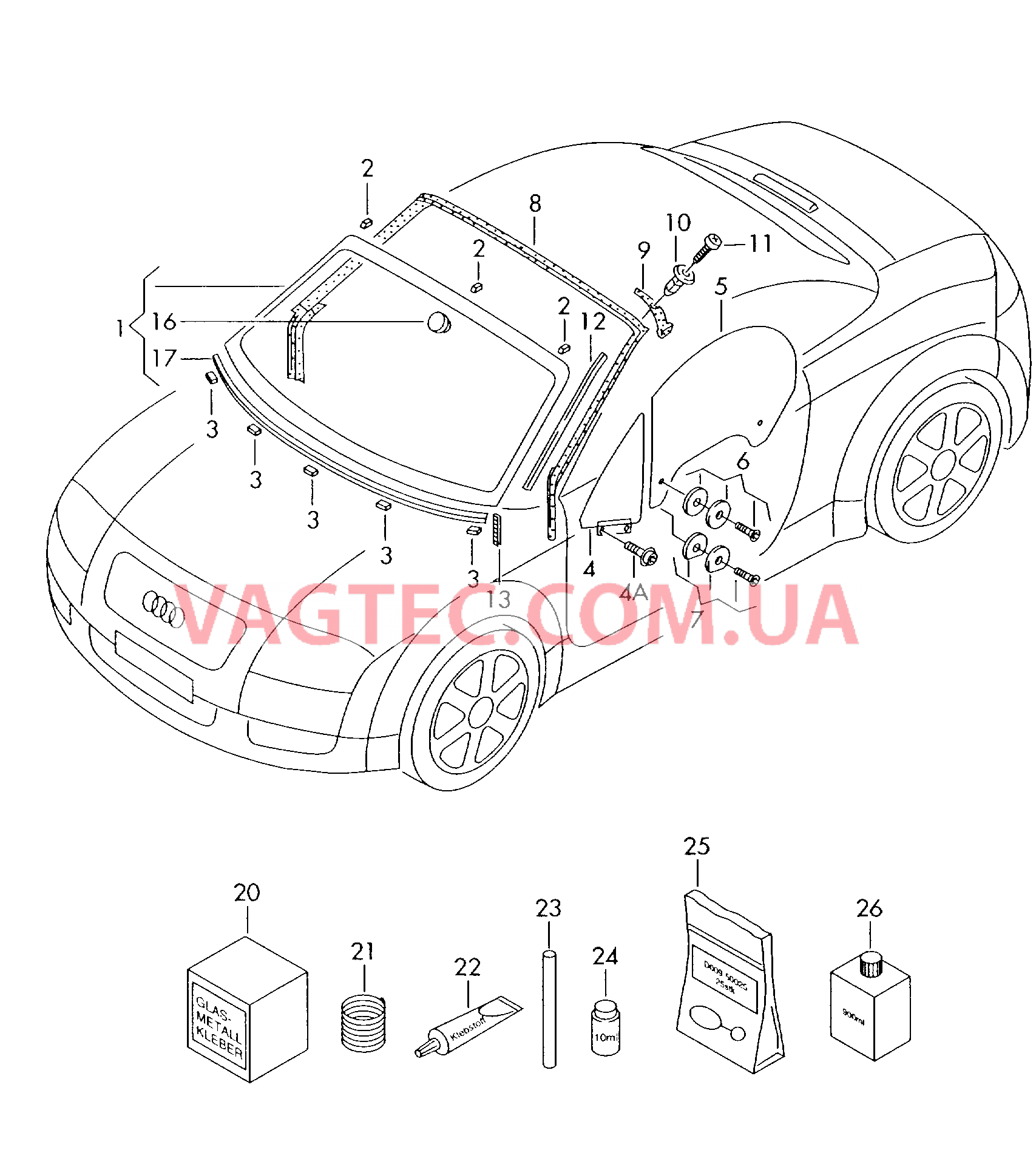 Стёкла  для AUDI TT 2000