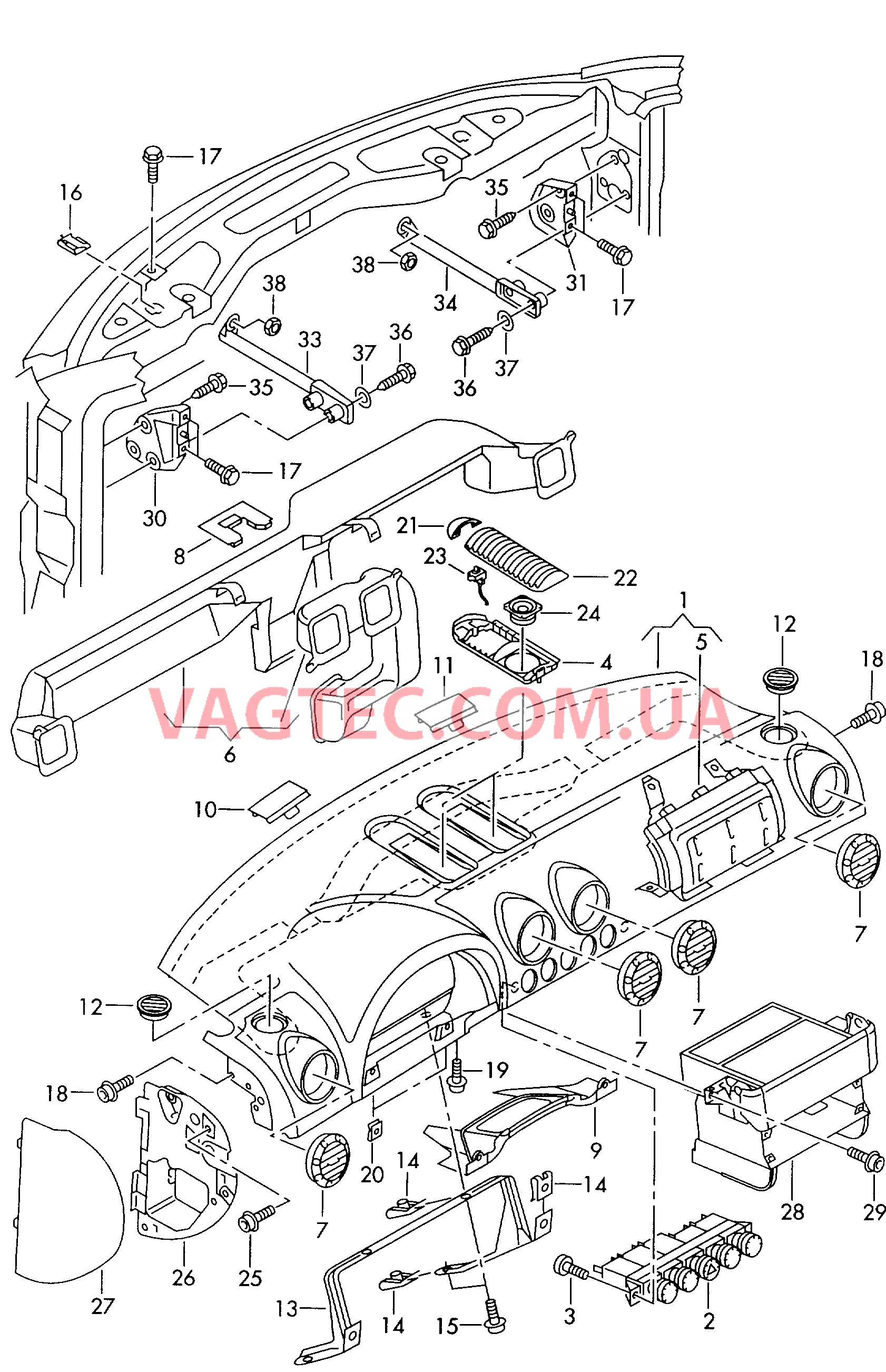 Панель приборов Детали, встроен. в пан. приб.  для AUDI TT 2000