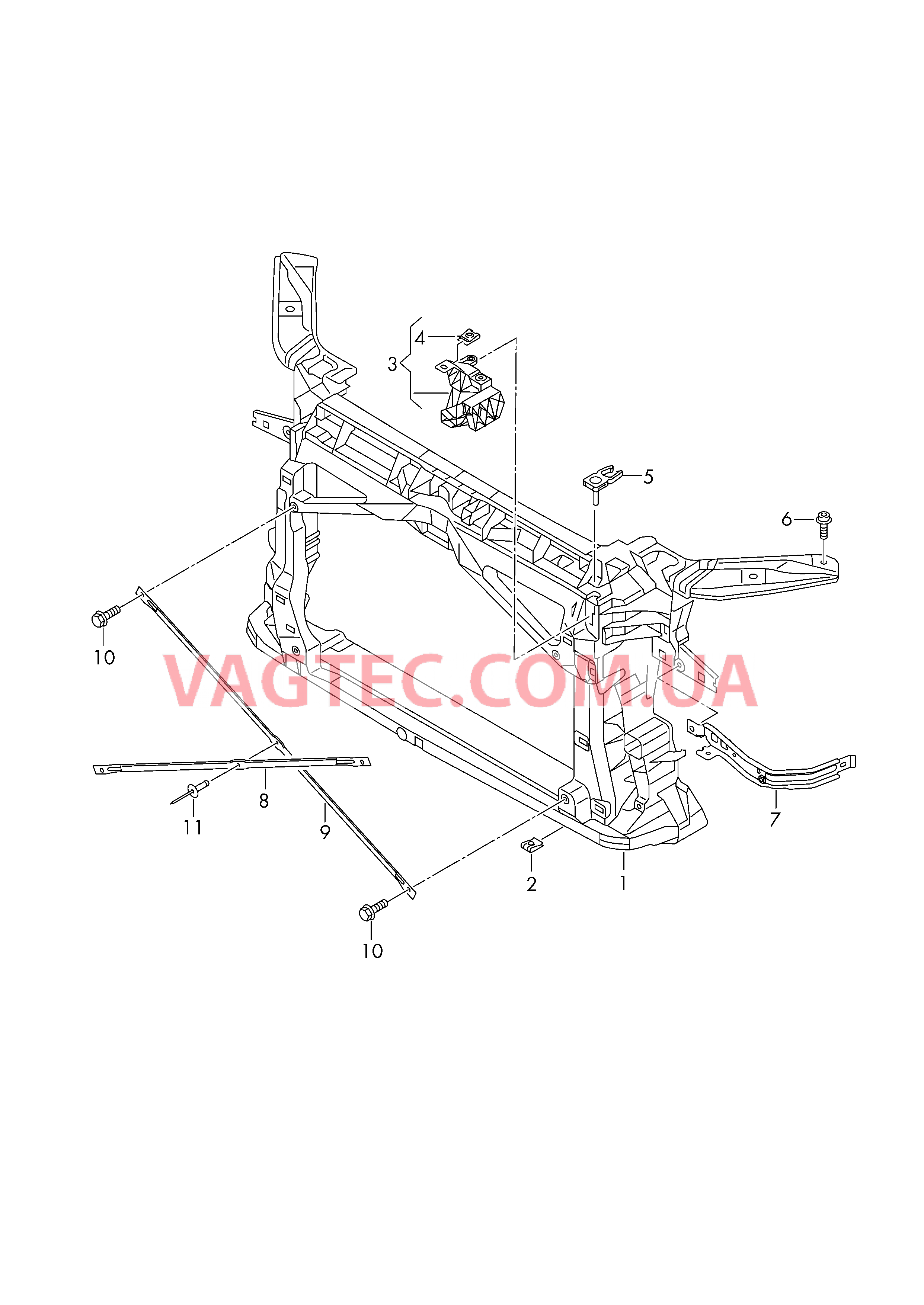 Передняя несущая панель с креплением для радиатора ОЖ  для AUDI TT 2018