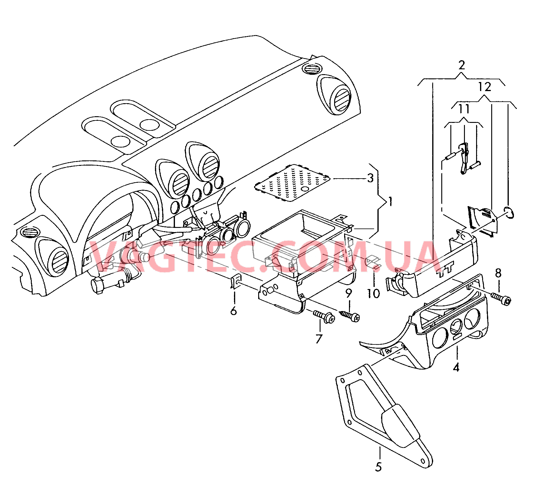 Центральная консоль  для AUDI TT 2000