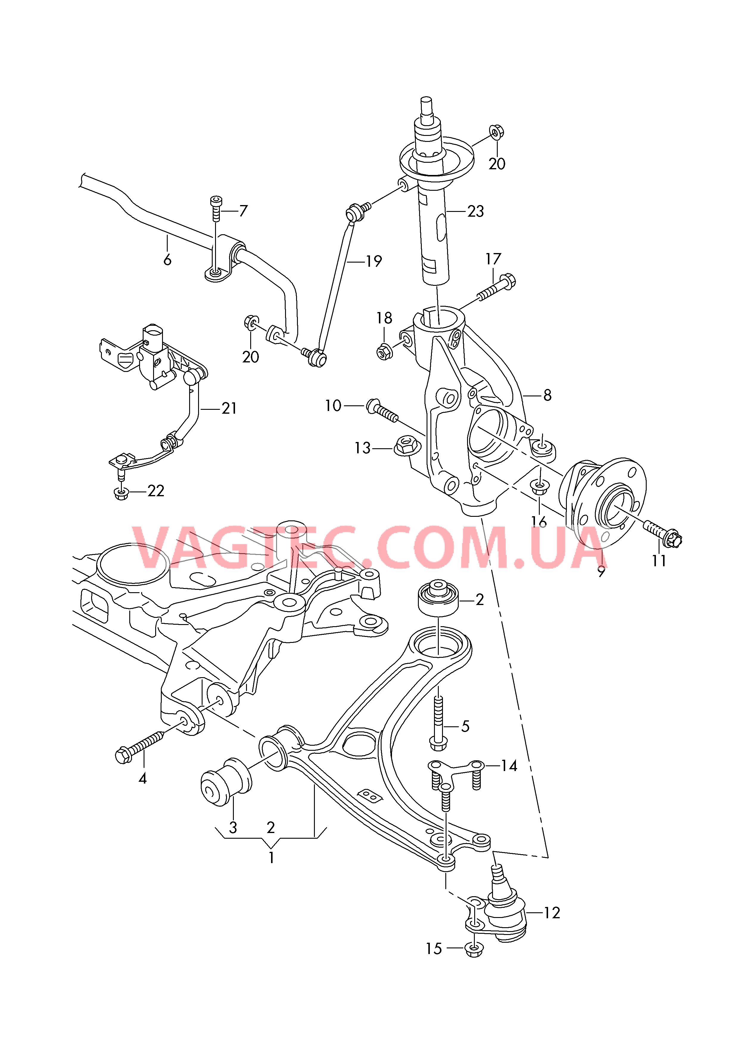 Pычаг подвески, поперечный Поворотный кулак Стабилизатор  для AUDI TTRS 2019