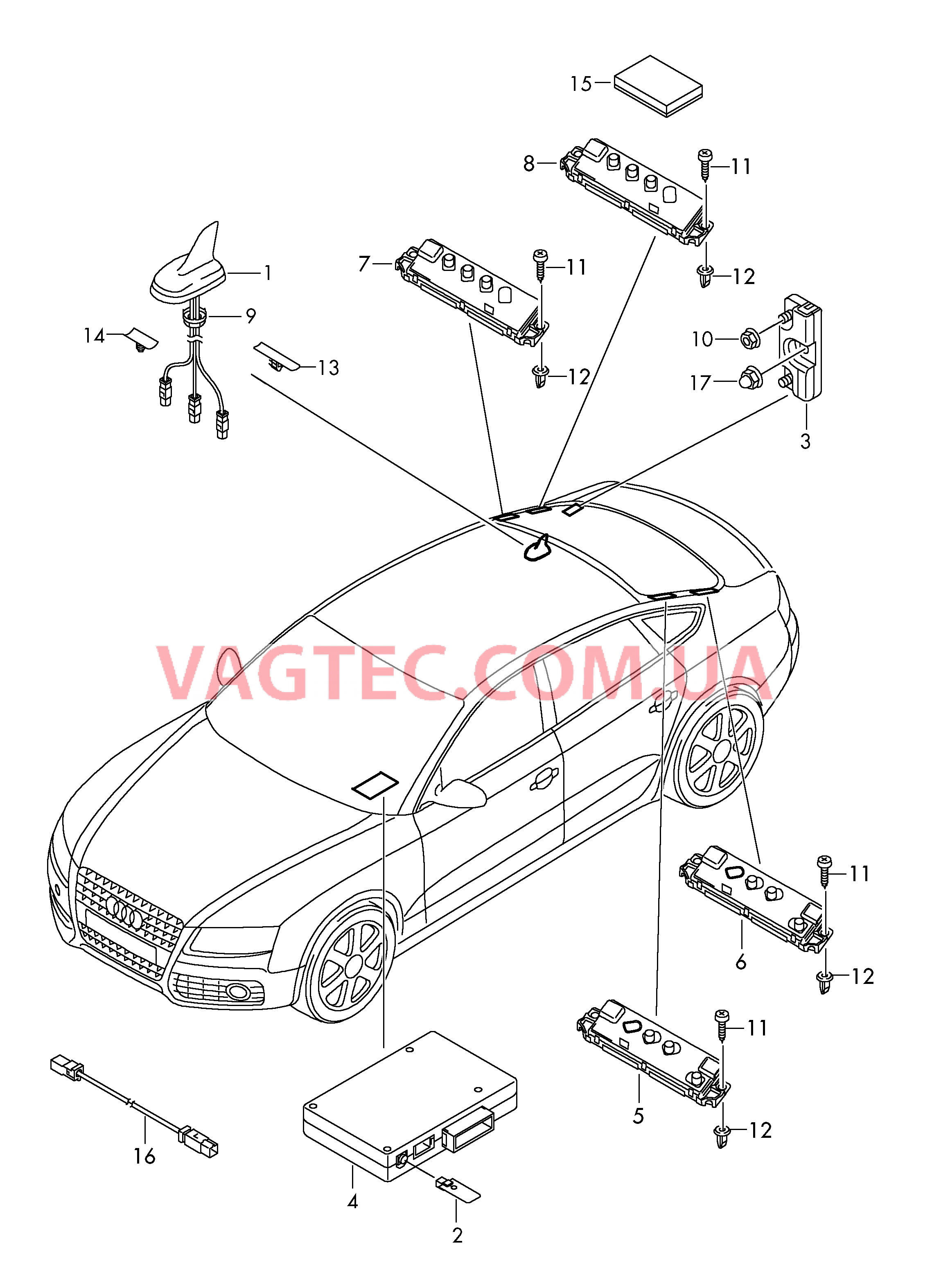 Антенна Усилитель антенны Элементы крепления для антенного усилителя  для AUDI A5 2015