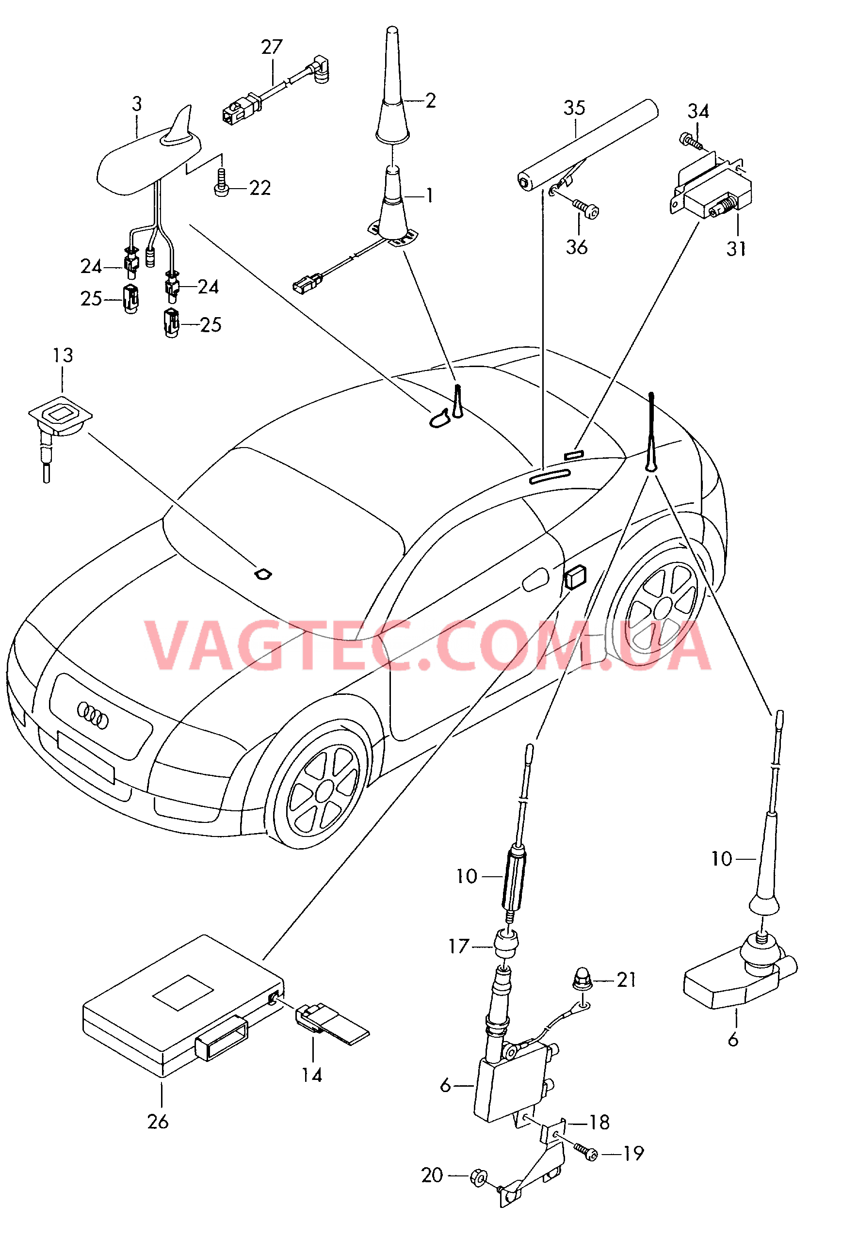 Антенна Усилитель антенны  для AUDI TT 2006