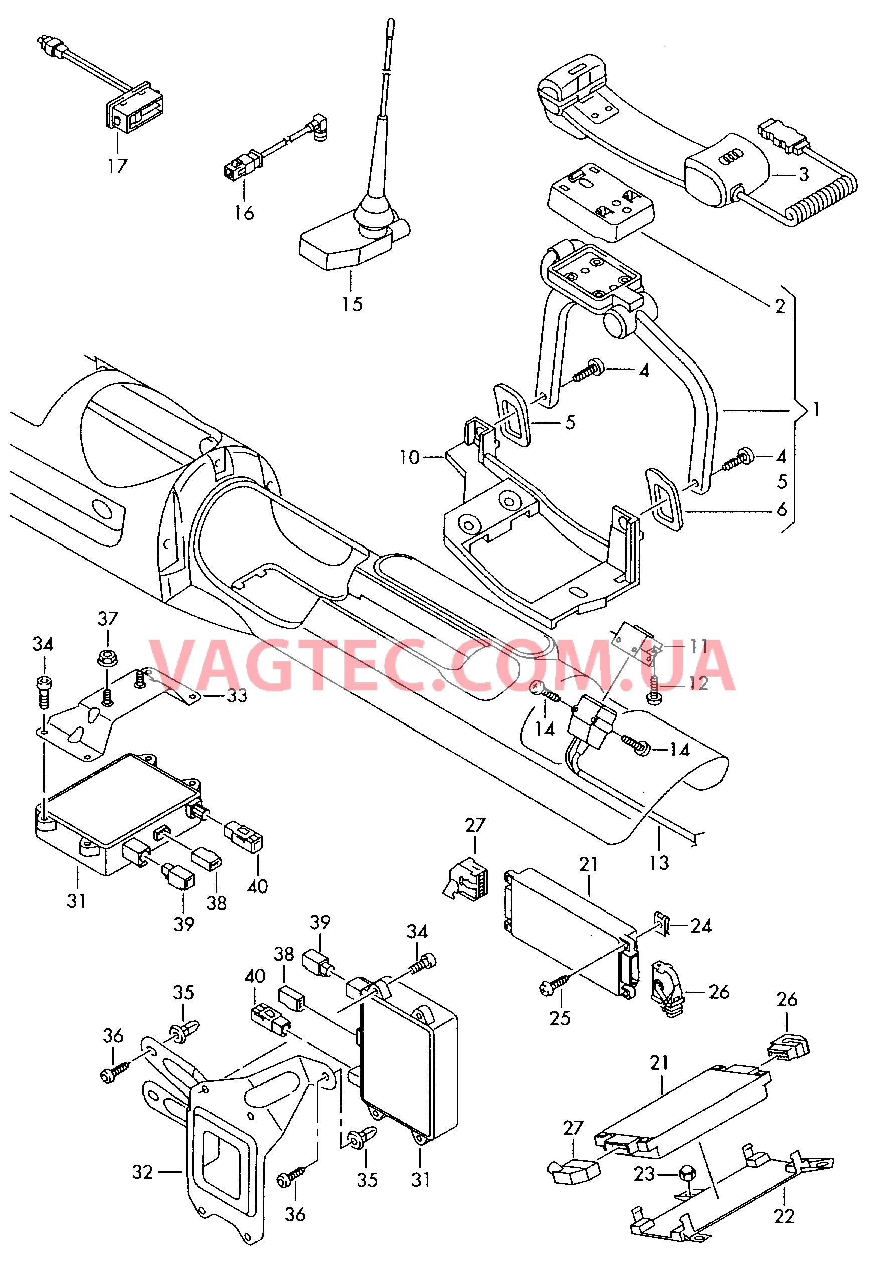 Электрические узлы комплекта для подключения моб. телефона   F             >> 8N-4-006 000* для AUDI TT 2006