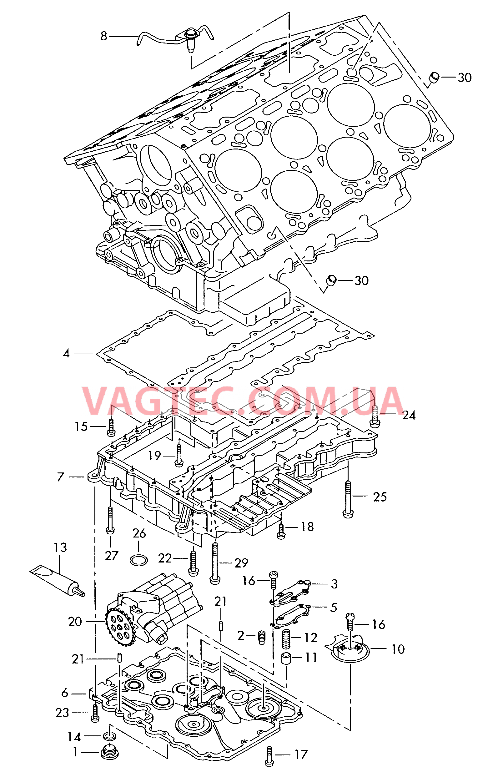 Блок цилиндров Масляный поддон  для AUDI A8Q 2000