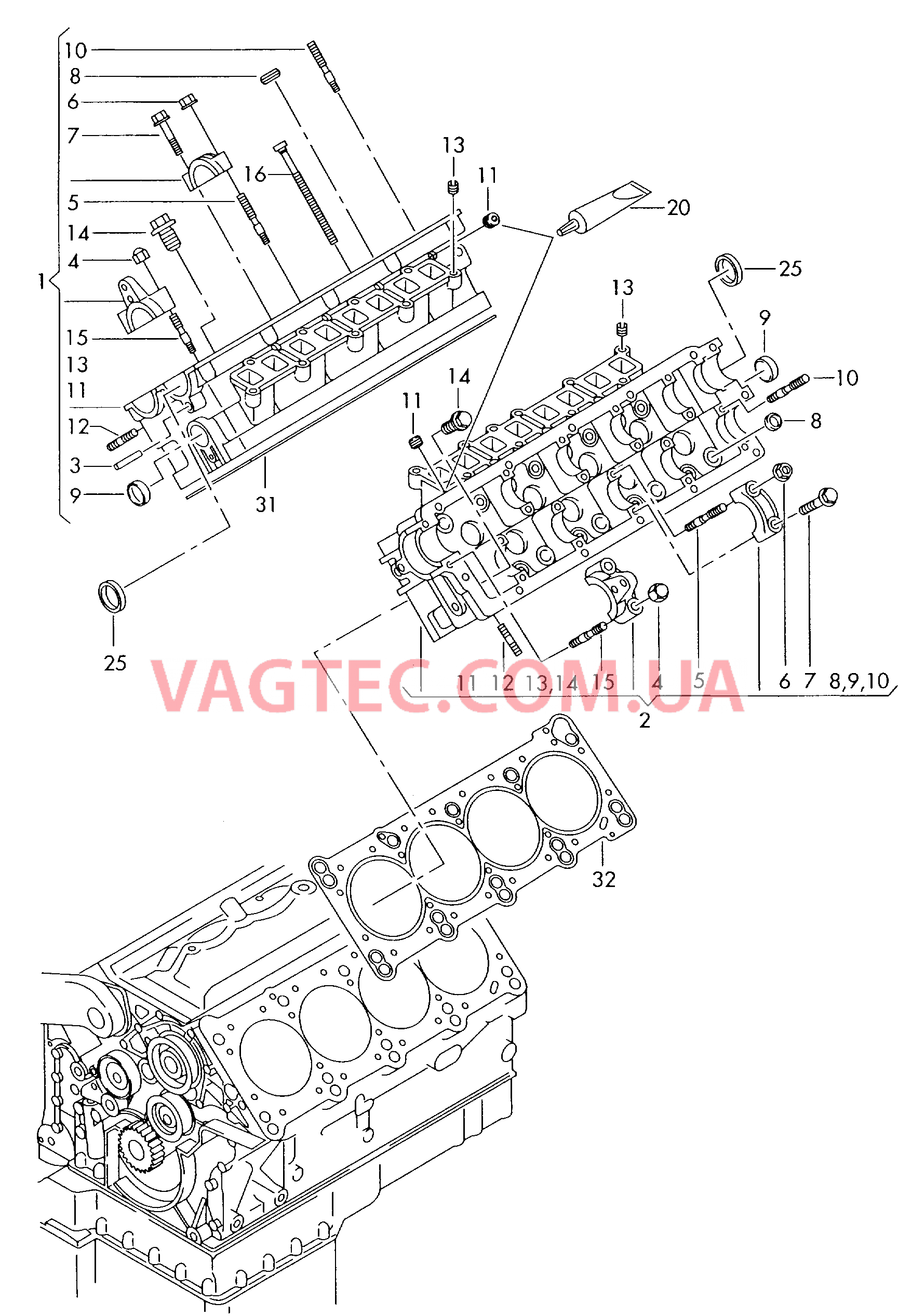 Головка блока цилиндров  для AUDI A8Q 2002