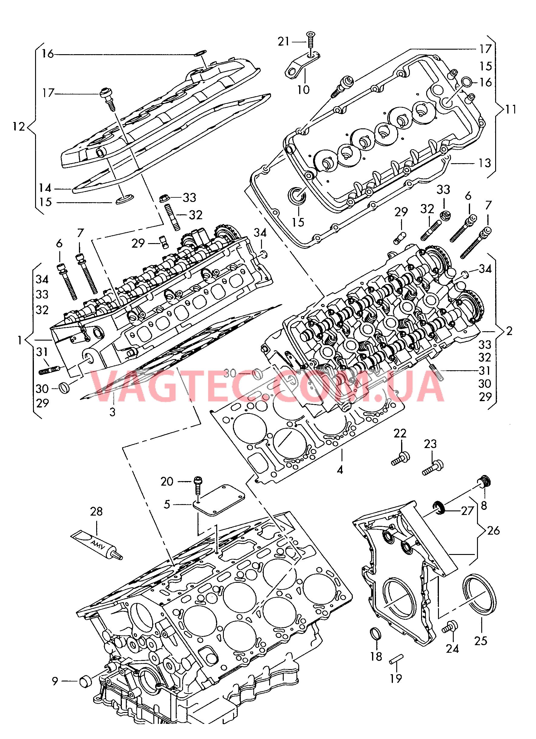 Головка блока цилиндров Крышка ГБЦ  для AUDI A8Q 2002