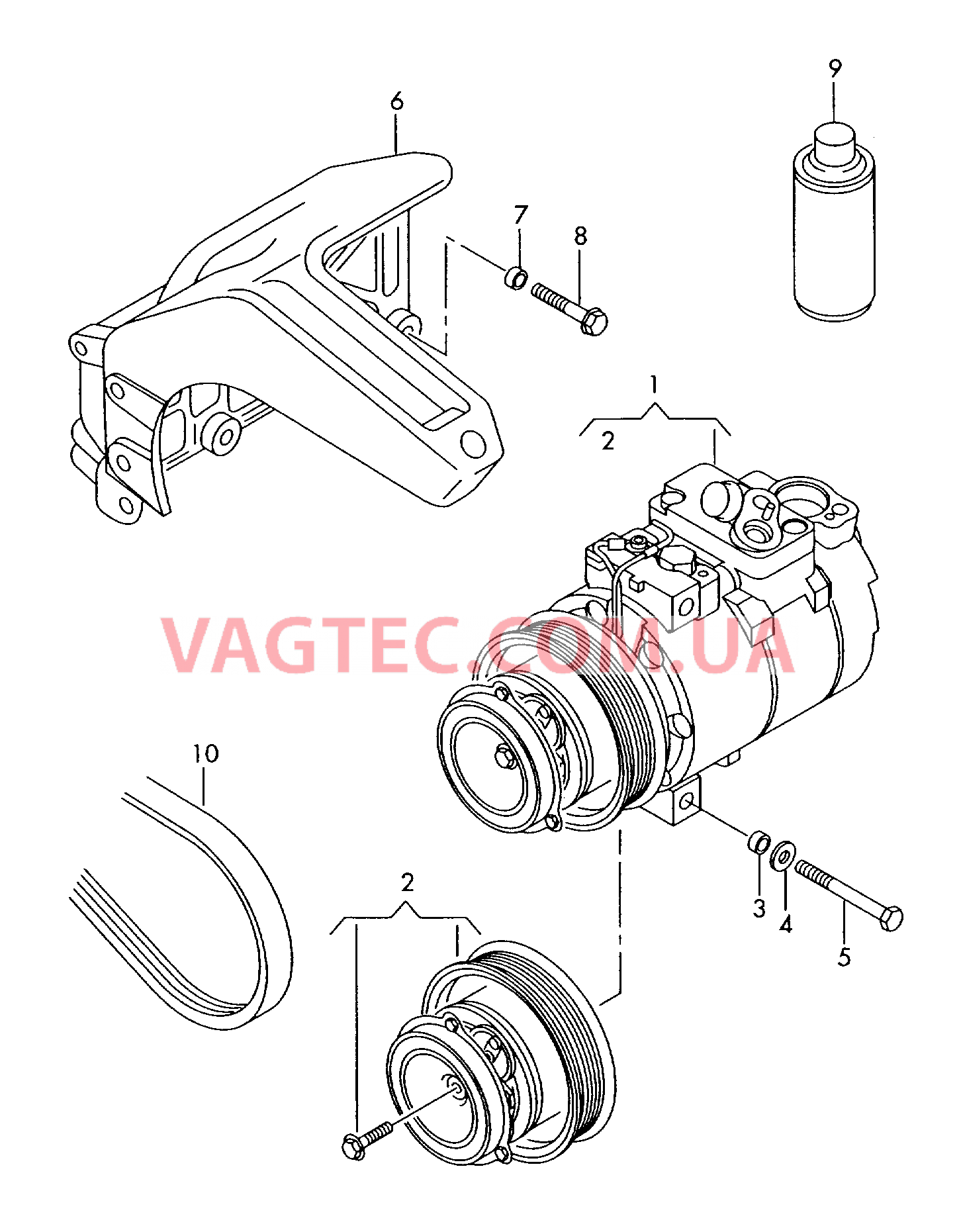 Компрессор климатической уст. Детали соединительные и крепежные для компрессора  для AUDI A8Q 2001