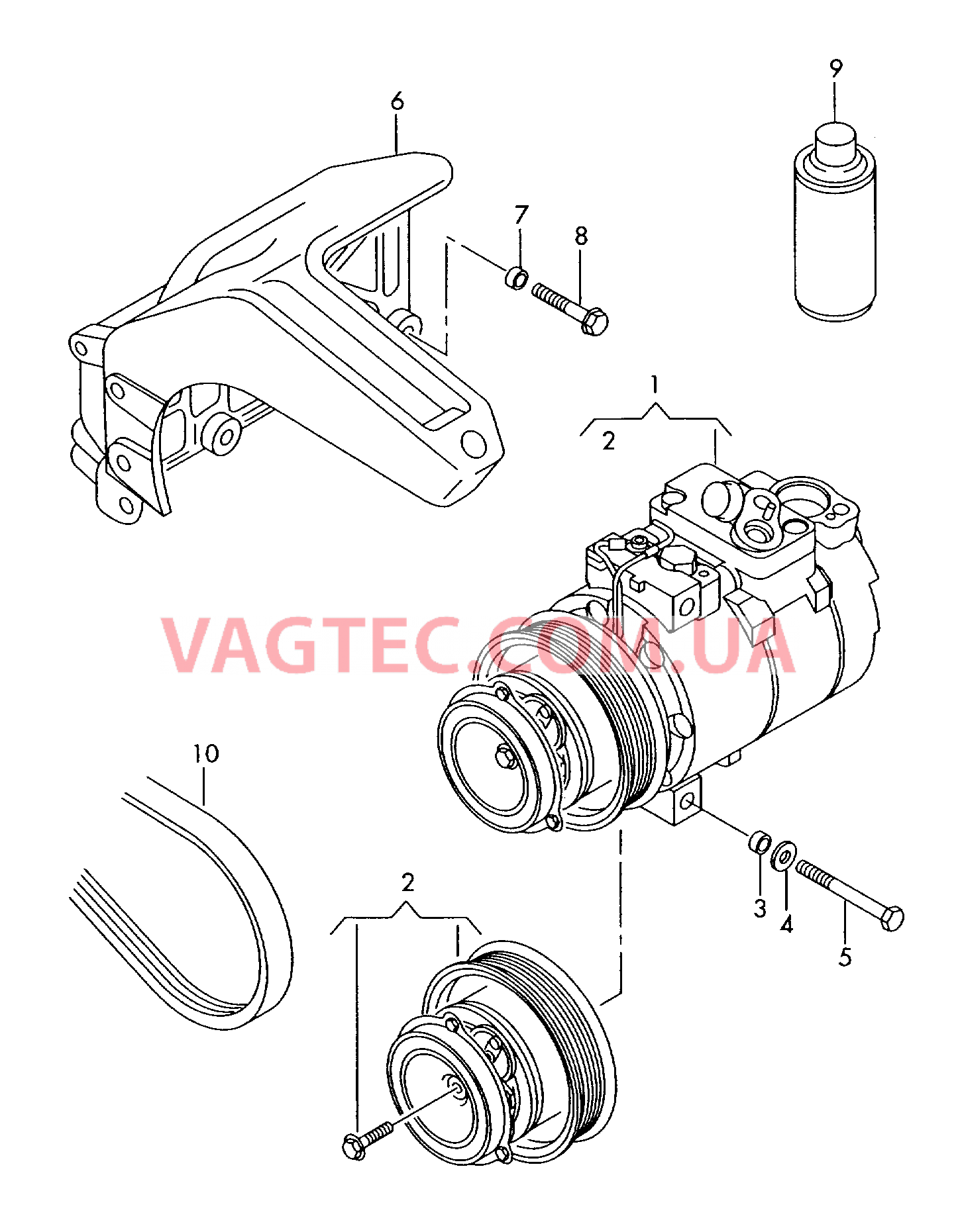 Компрессор климатической уст. Детали соединительные и крепежные для компрессора  для AUDI A8Q 2000