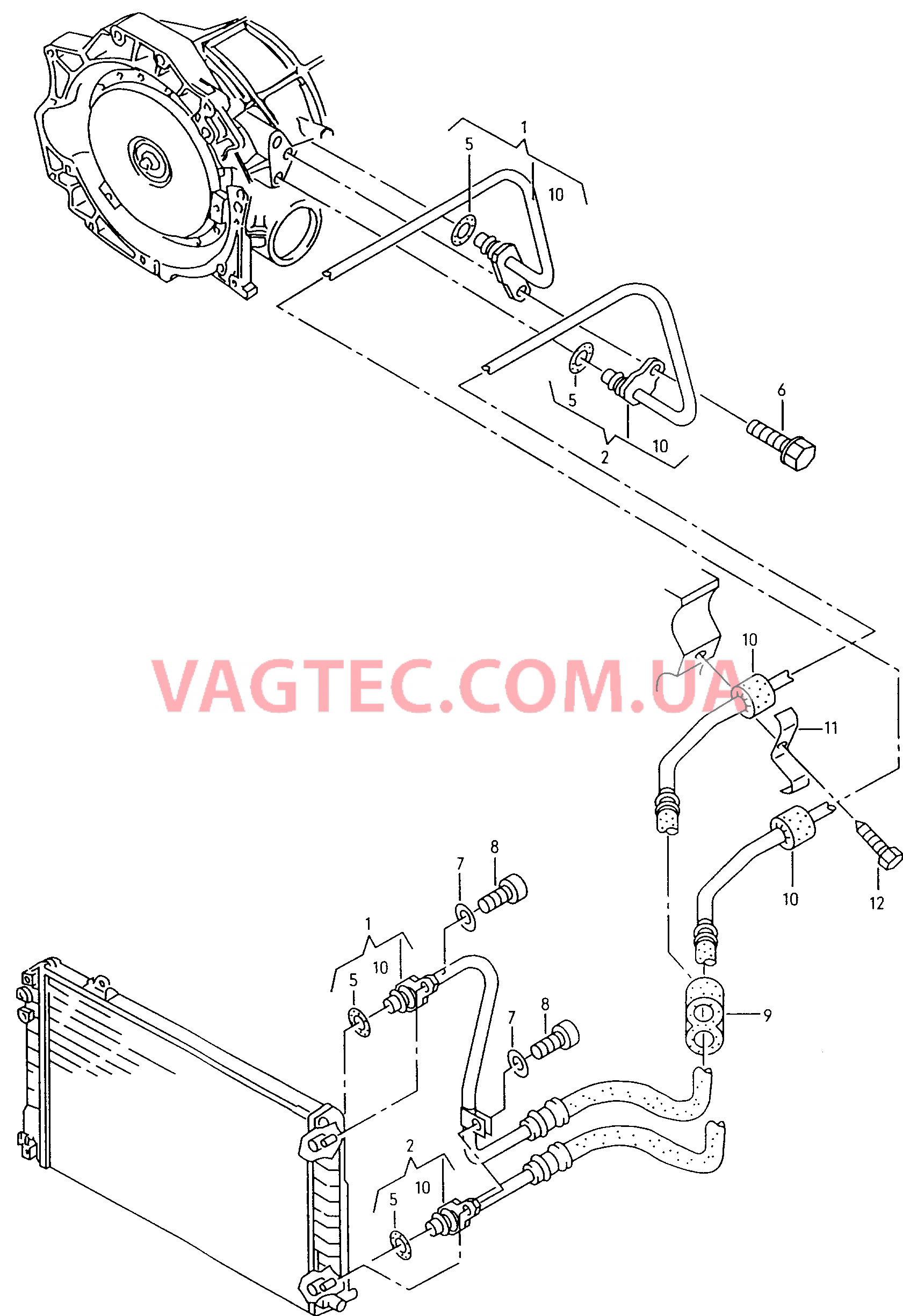 Напорный маслопровод для охлаждения масла коробки передач  для 5-ступенчатой АКП  для AUDI A8Q 2002