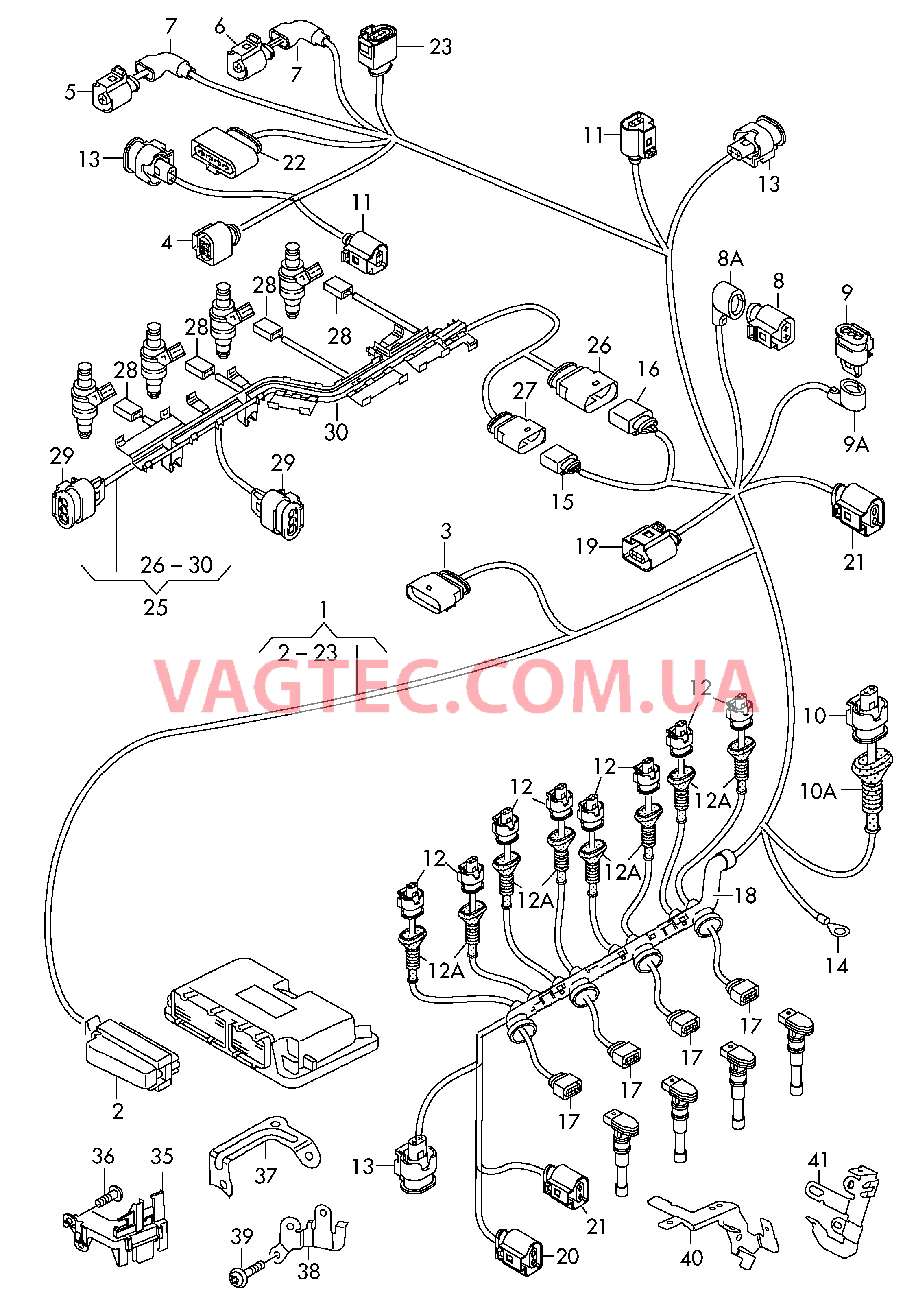Жгут проводов для двигателя Жгут проводов для форсунок  для AUDI TT 2013