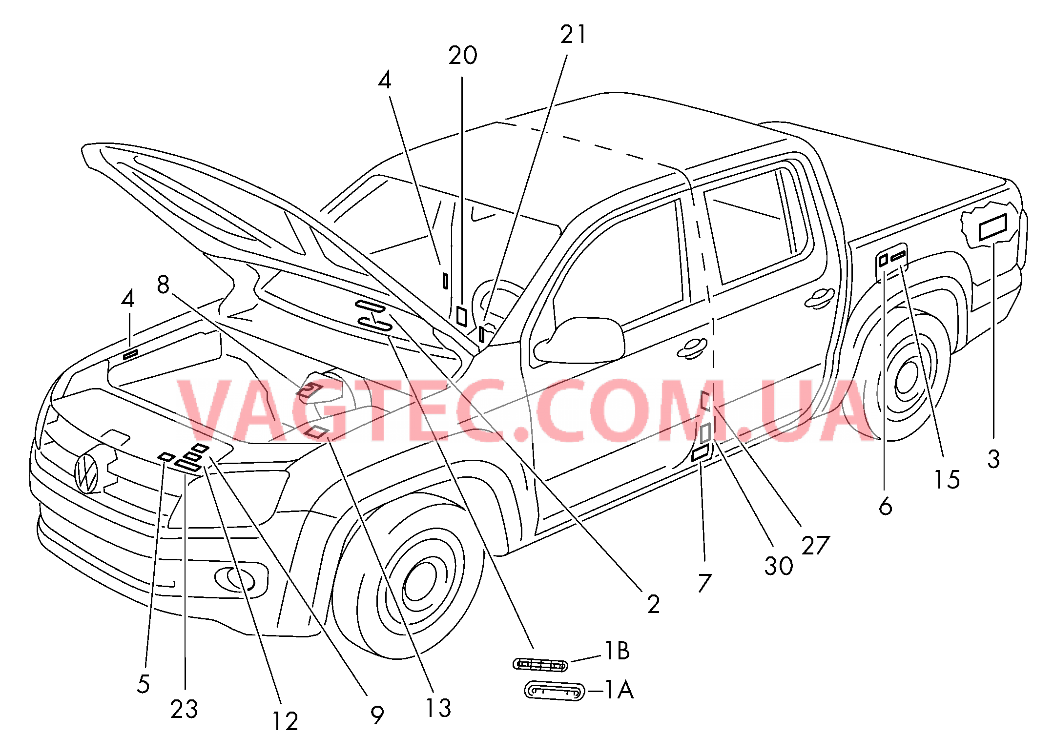 Таблички  для VOLKSWAGEN Amarok 2012