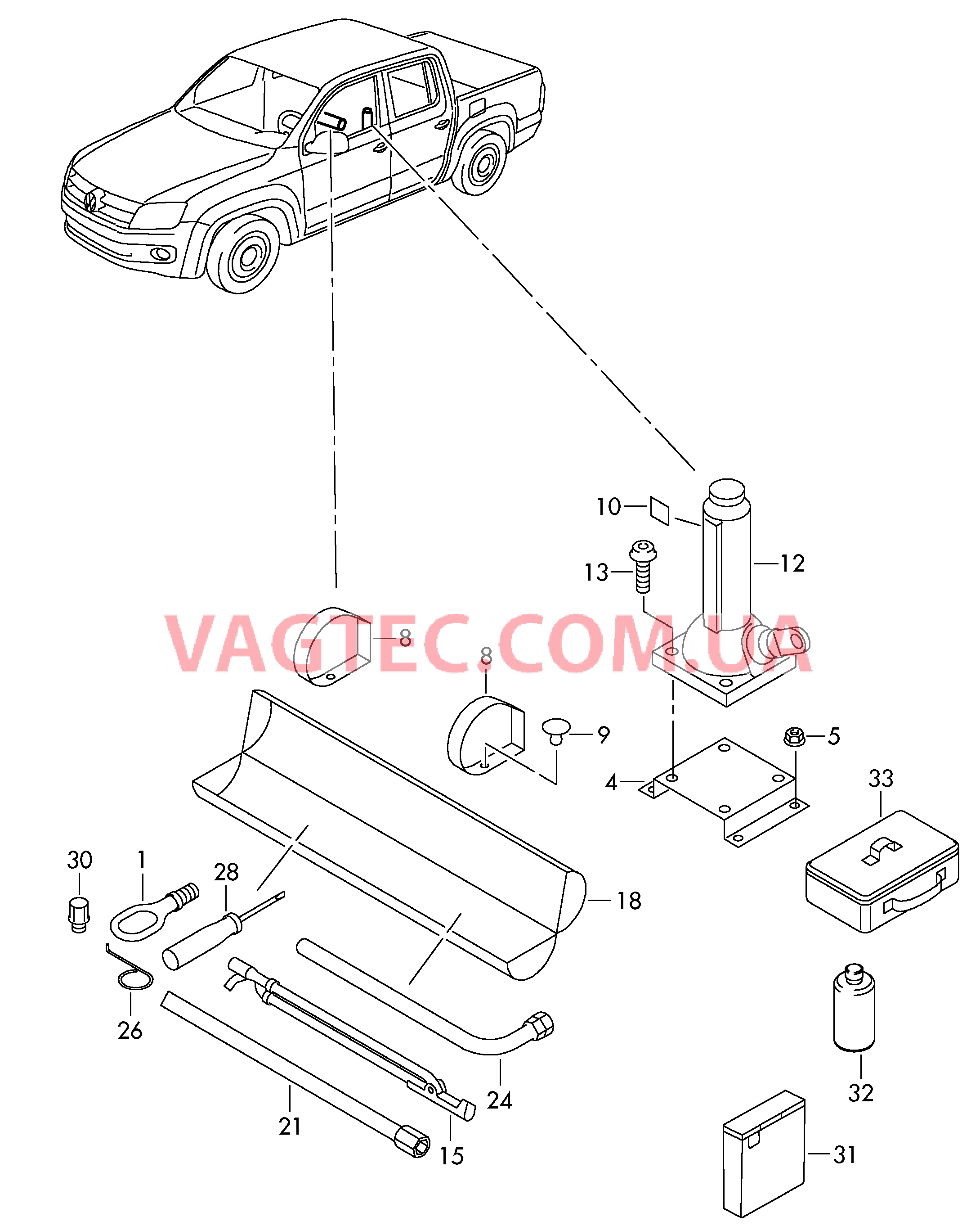 Бортовой инструмент Домкрат автомобильный  для VOLKSWAGEN Amarok 2013