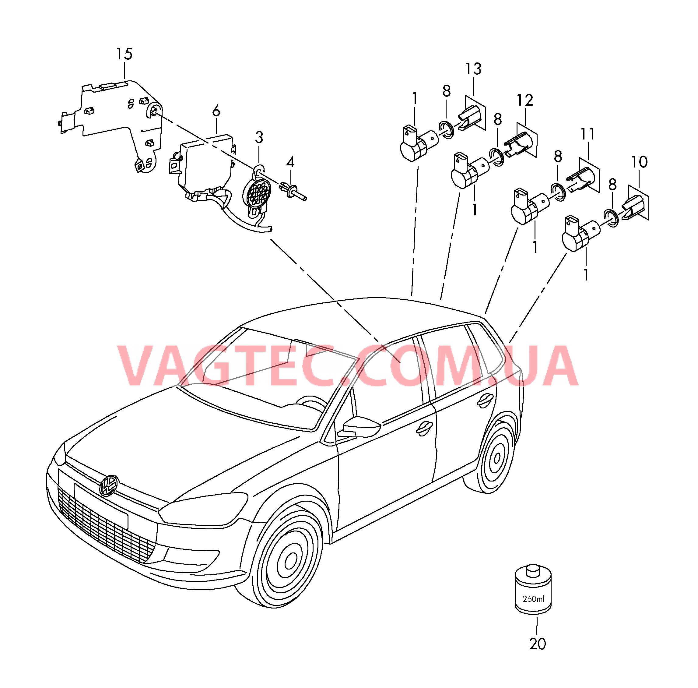 Парковочный ассистент  для VOLKSWAGEN Polo 2011-2