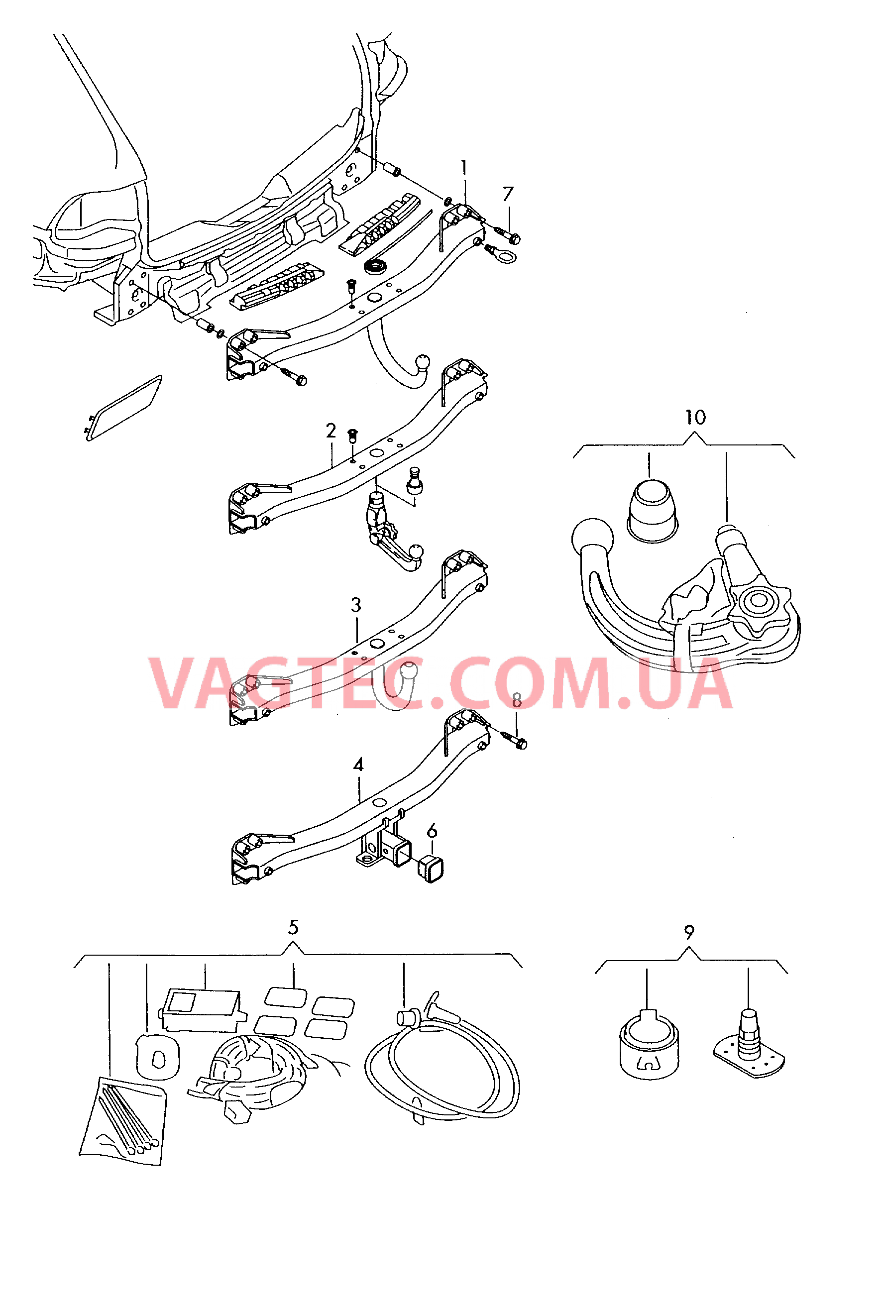 Оригинальные аксессуары, Прицеп  для VW TIGUAN  для VOLKSWAGEN Tiguan 2008