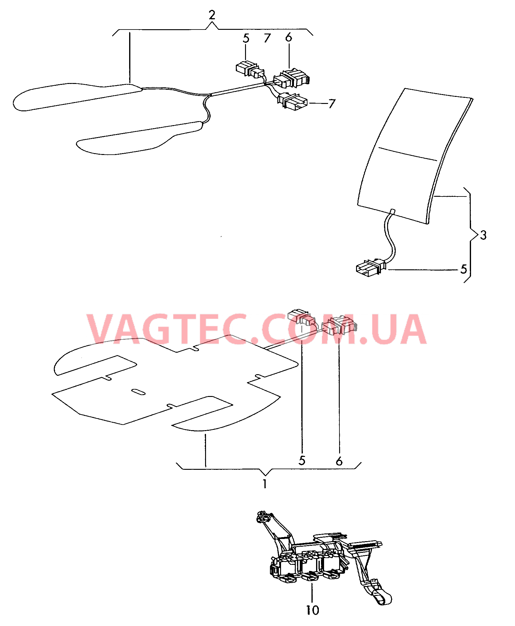 Электродетали для обогрева подушки и спинки сиденья  * для вшитового нагревательн. * элемента смотри иллюстрацию:  Кронштейн корпуса разъема  для VOLKSWAGEN Bora 2005