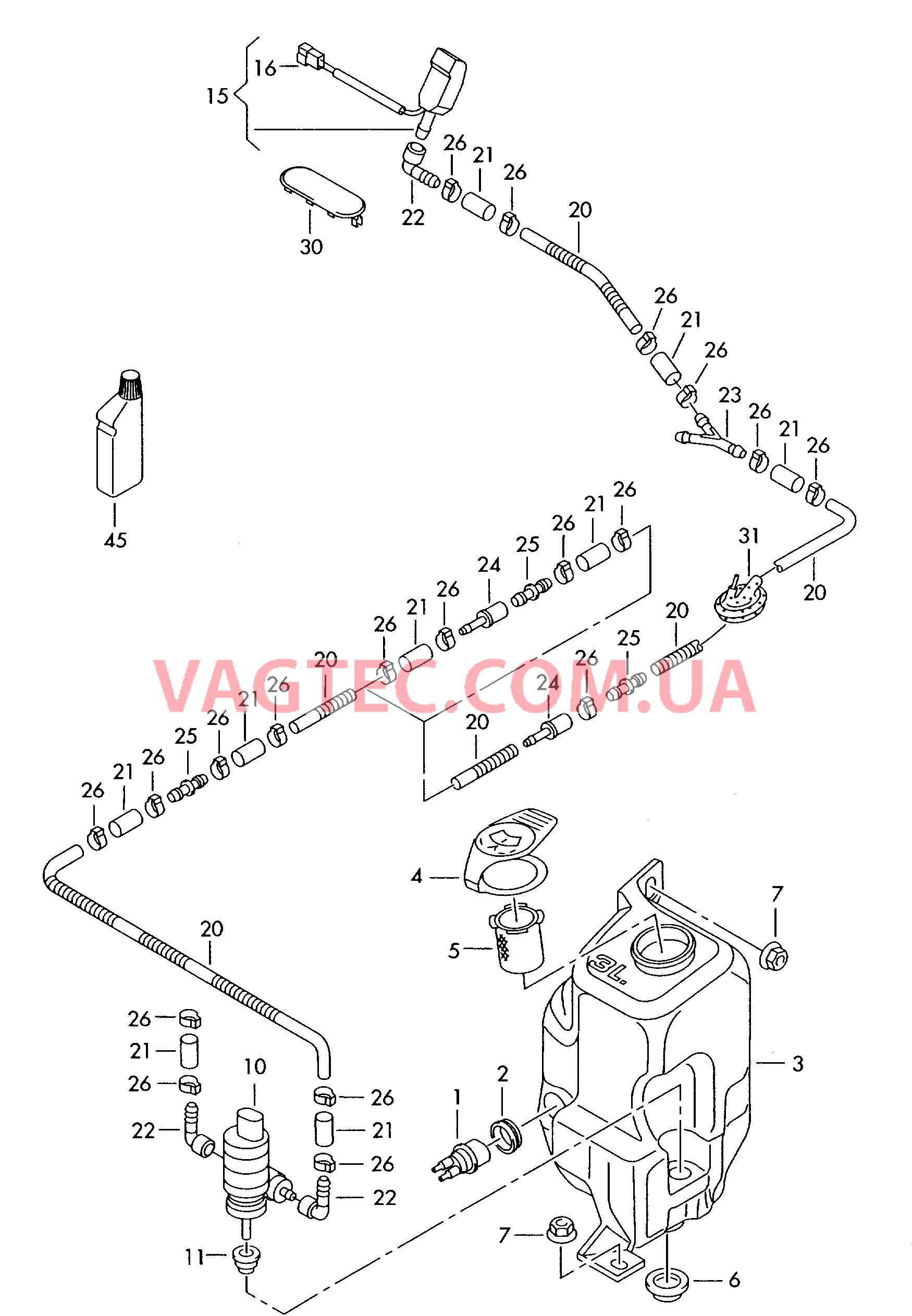 Стеклоомыватель  F 1J-3-450 001>>* F 1J-3D015 733>> для VOLKSWAGEN Bora 2004